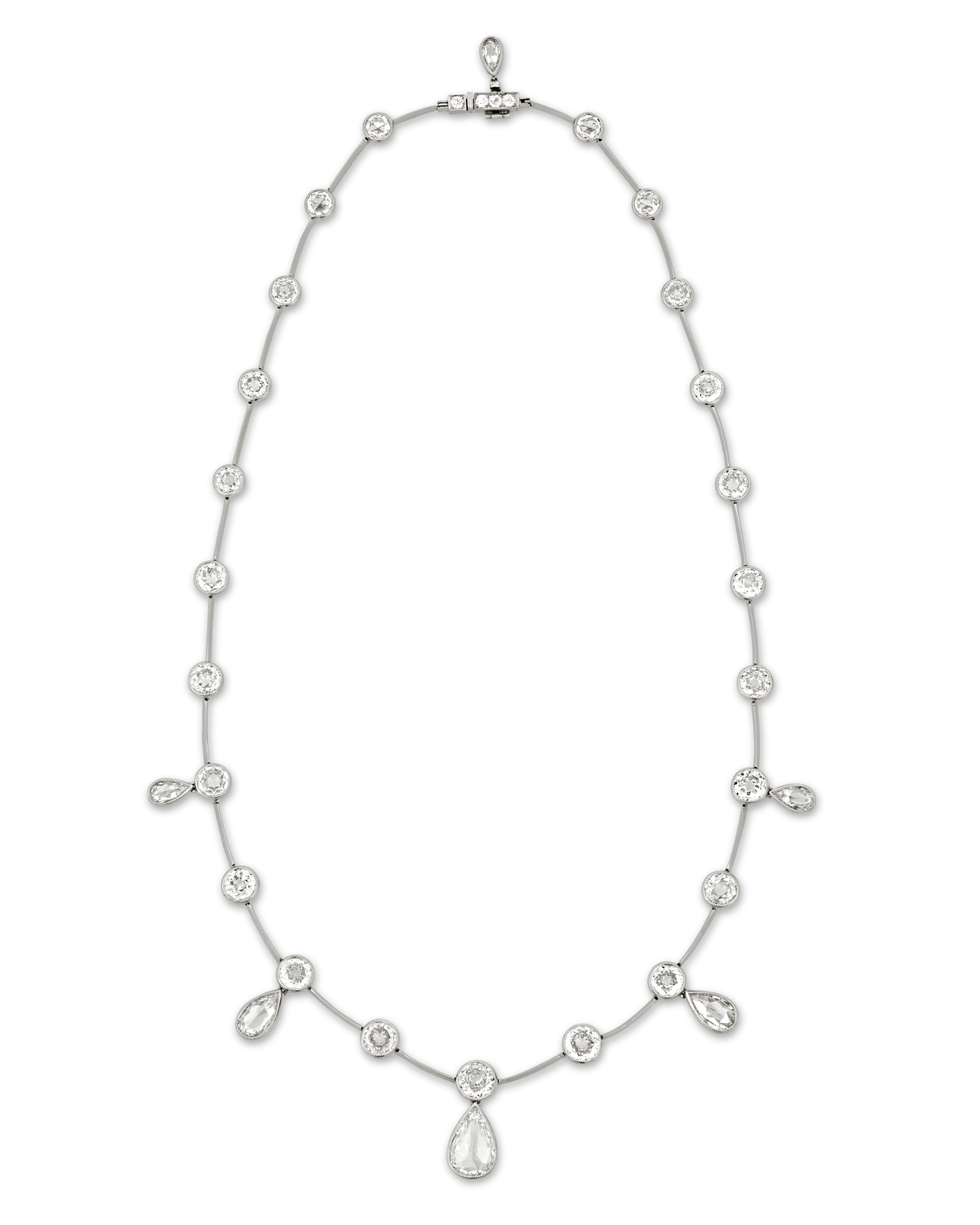 Rose-Cut Diamond Necklace, 14.73 Carats