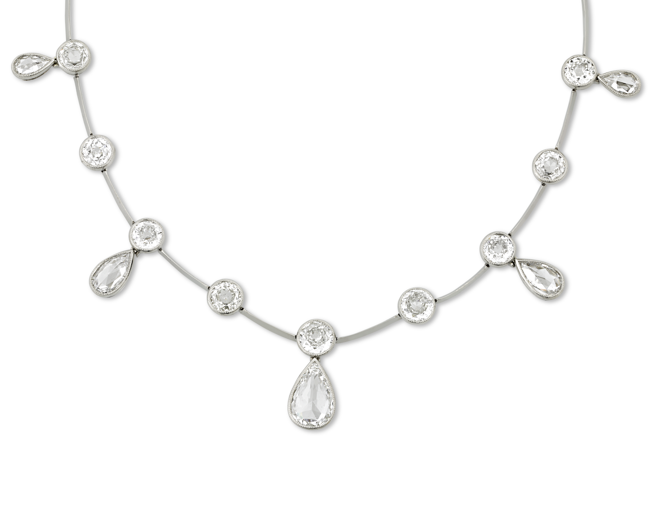 Rose-Cut Diamond Necklace, 14.73 Carats