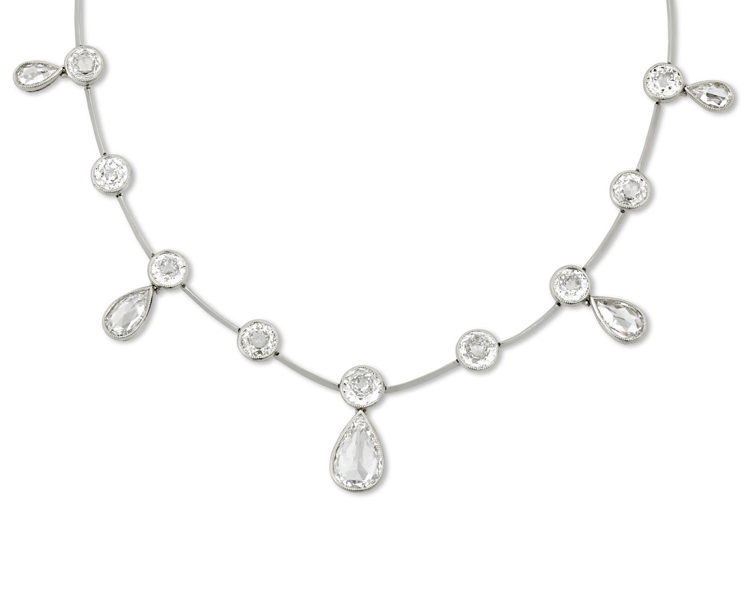 Rose-Cut Diamond Necklace, 14.73 Carats