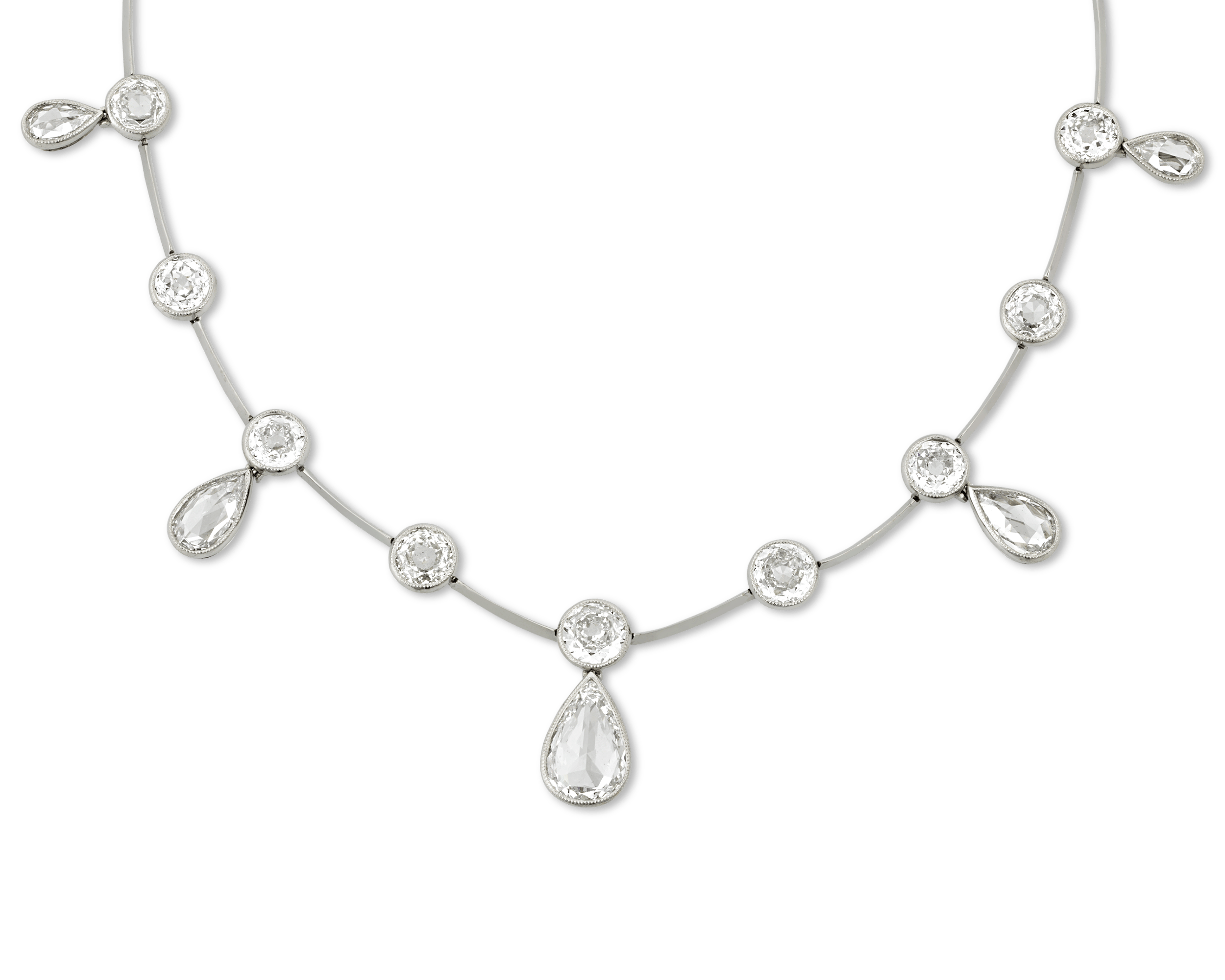 Rose-Cut Diamond Necklace, 14.73 Carats
