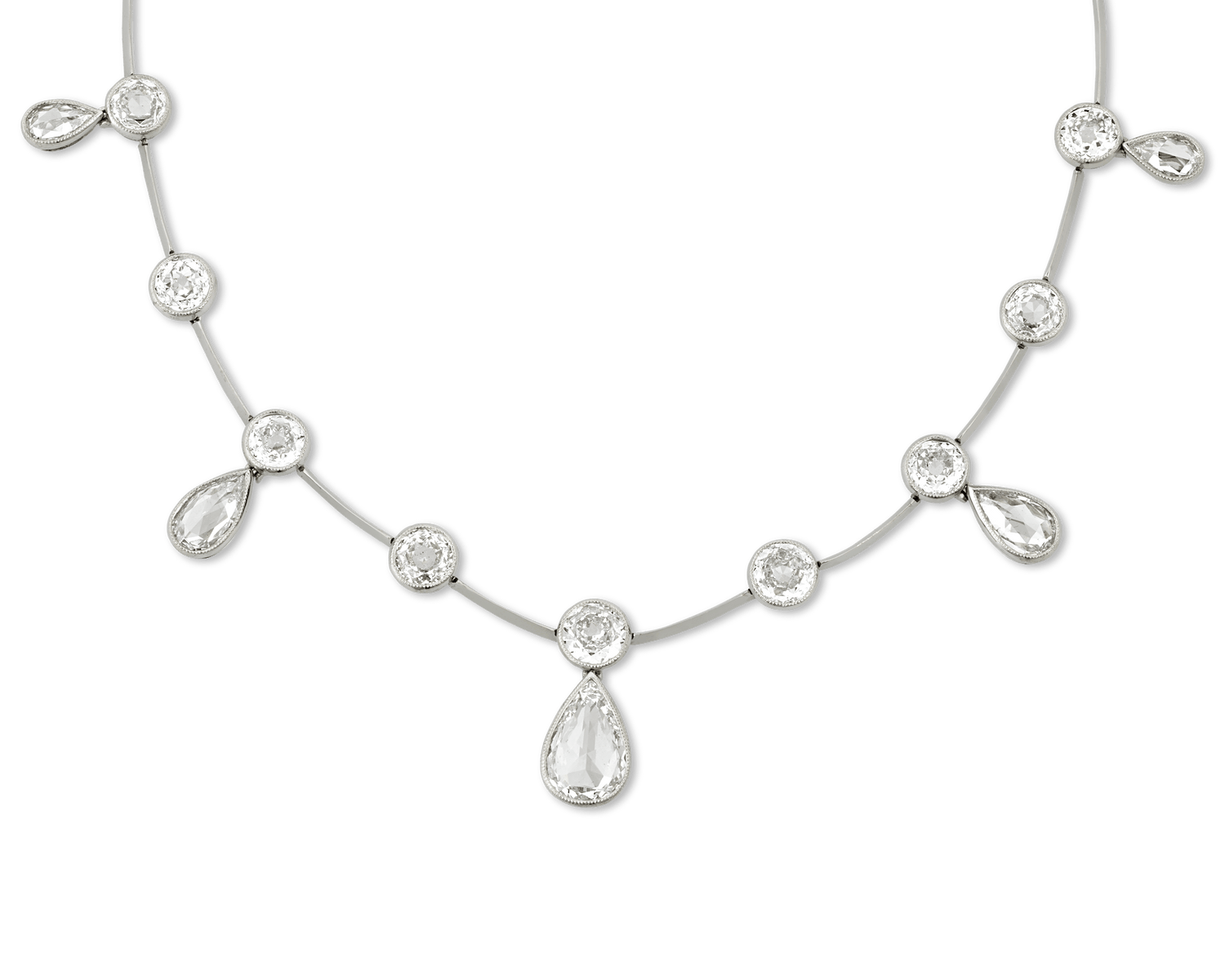 Rose-Cut Diamond Necklace, 14.73 Carats