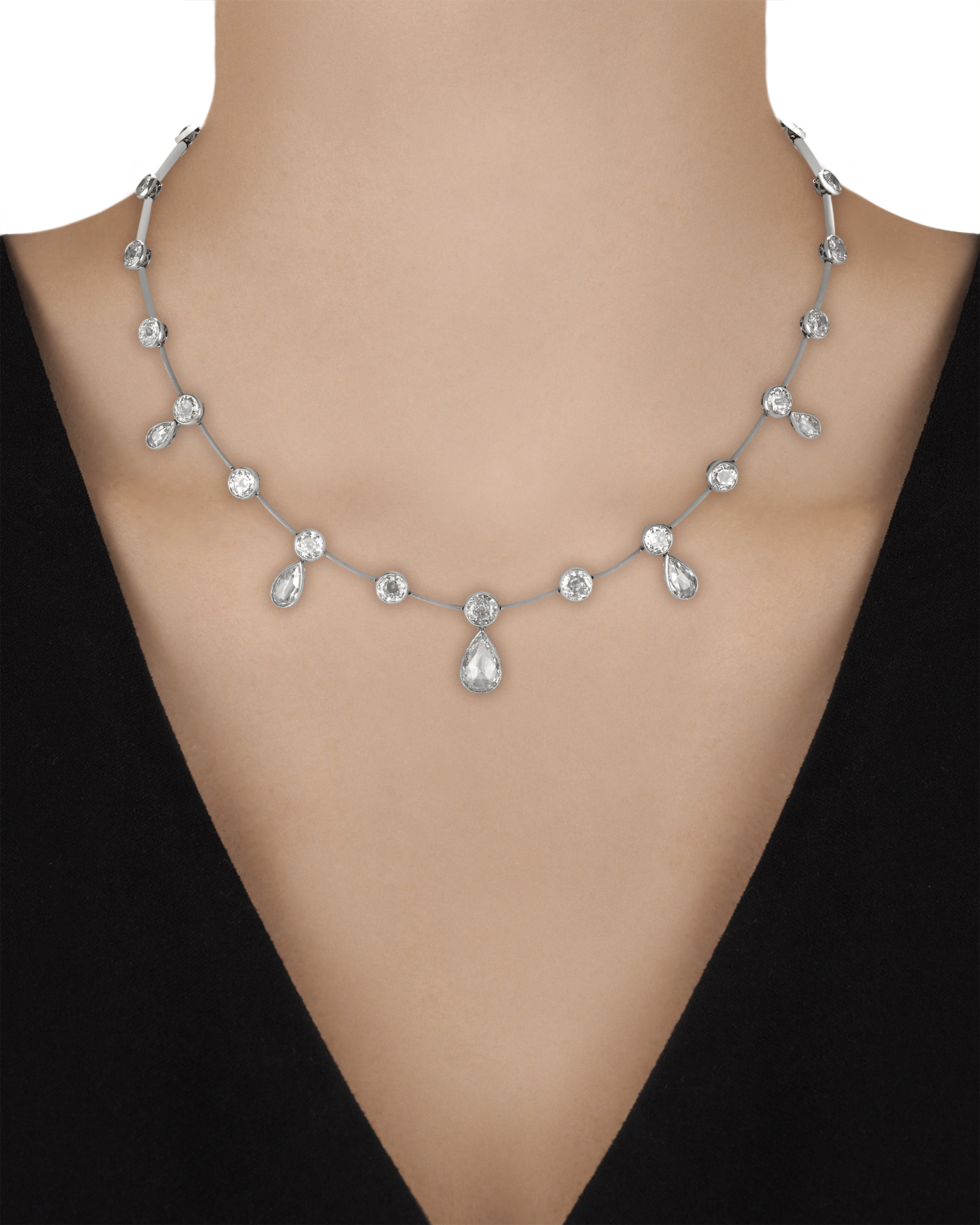 Rose-Cut Diamond Necklace, 14.73 Carats