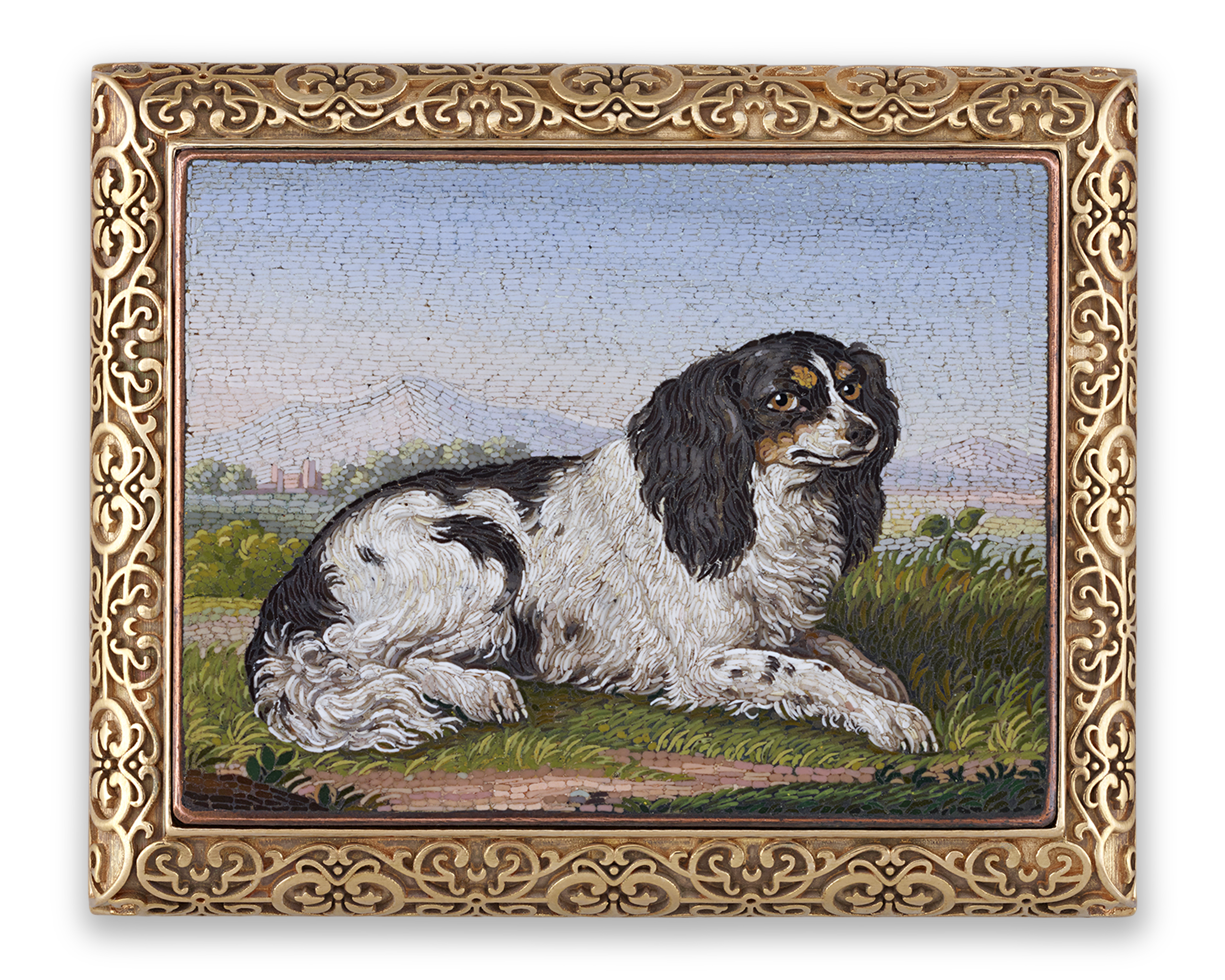 Cavalier King Charles Spaniel Micromosaic Brooch