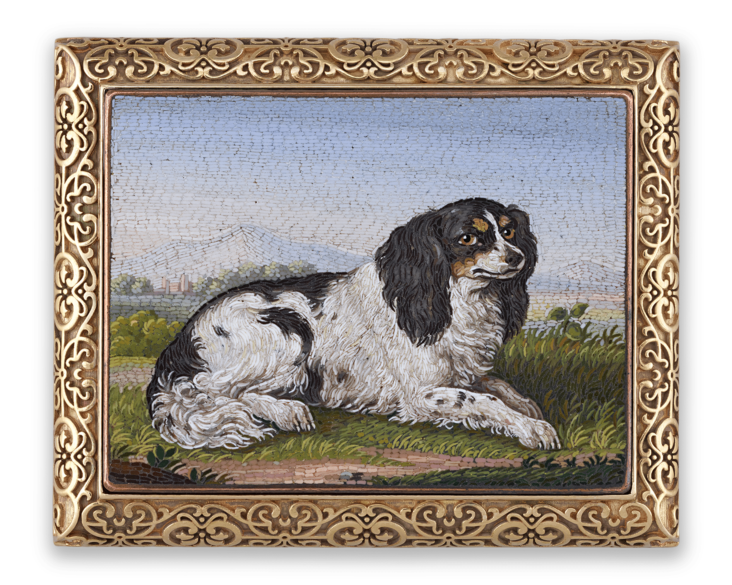 Cavalier King Charles Spaniel Micromosaic Brooch