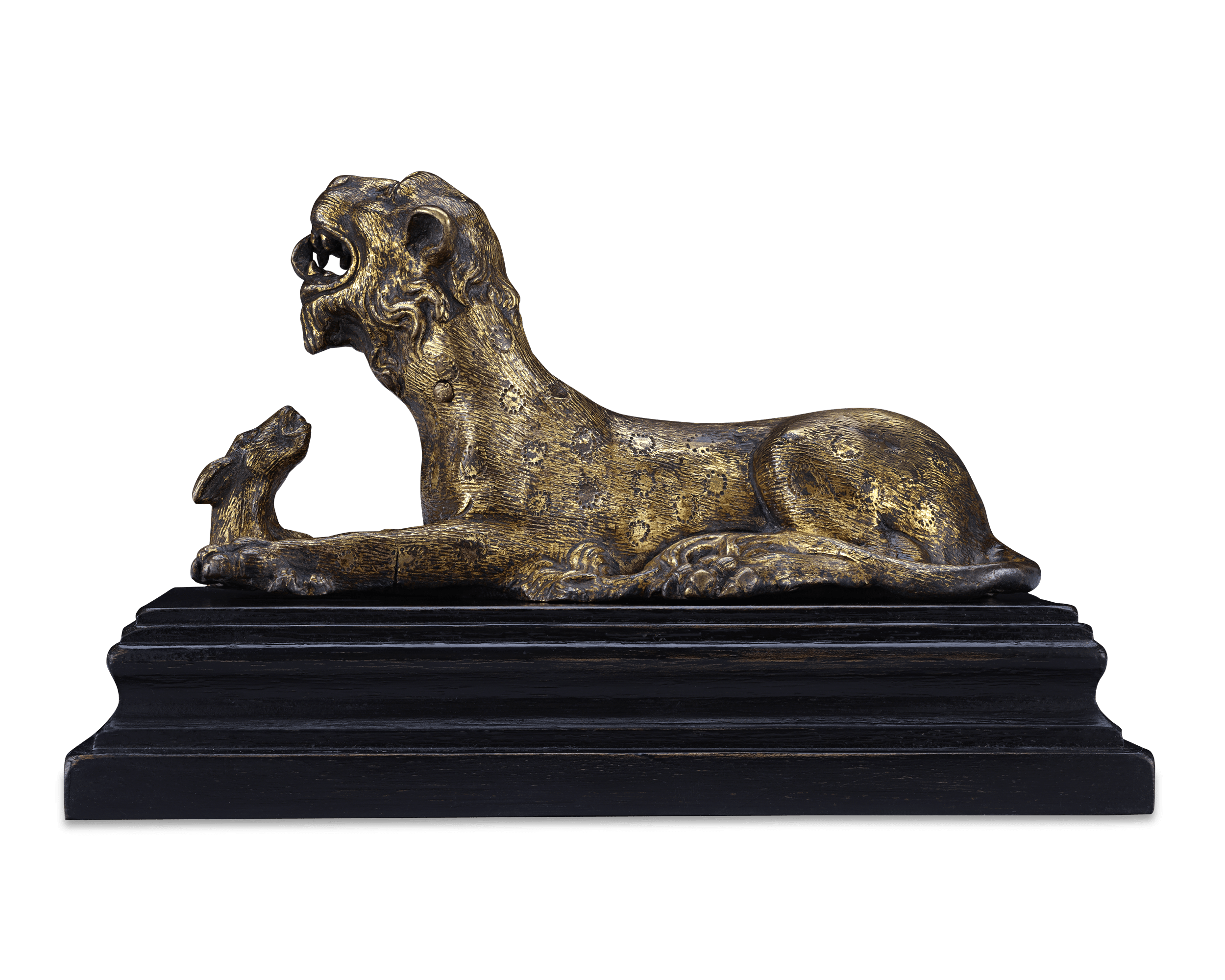 Panther and Hare Bronze Sculpture