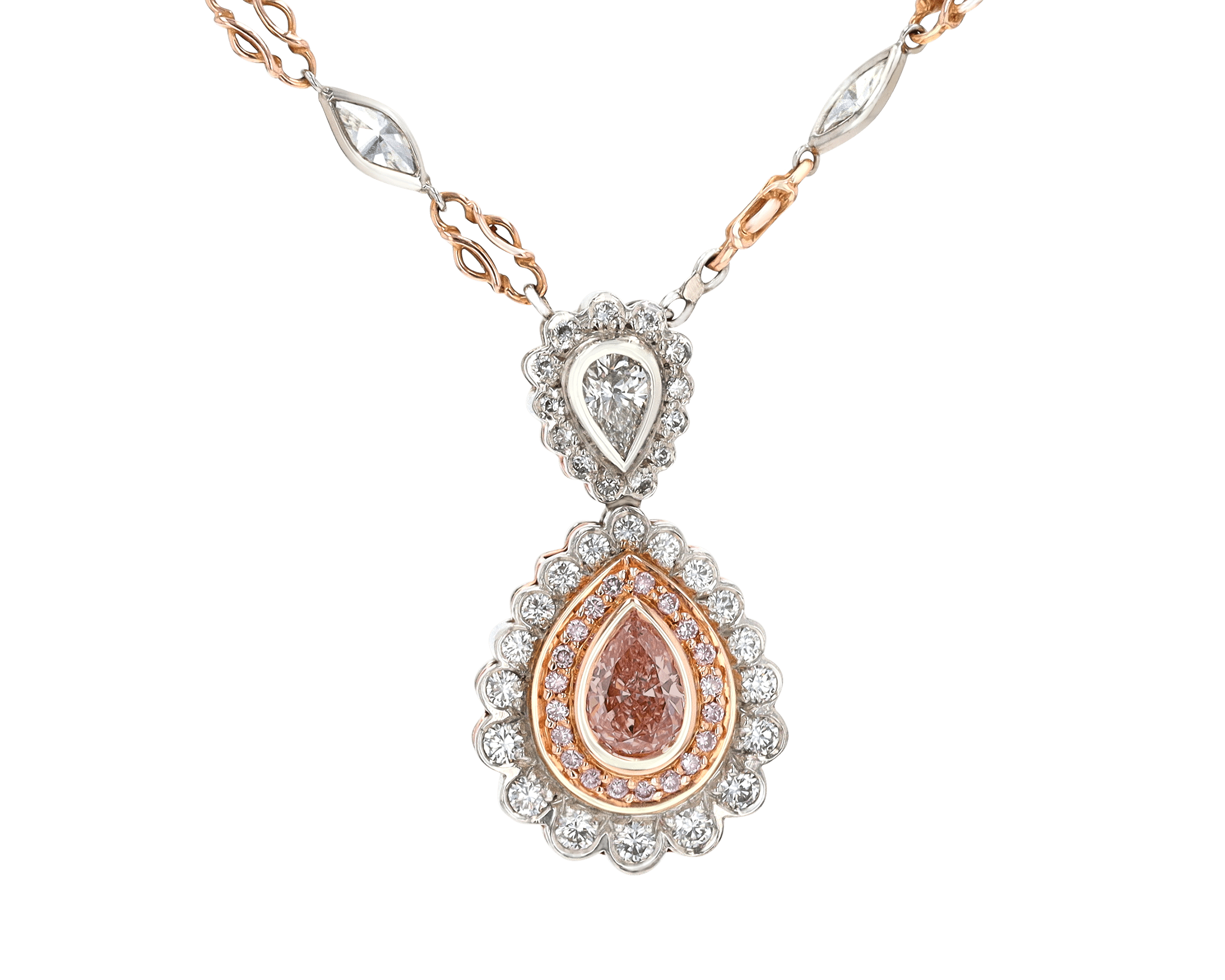 Fancy Orangey-Pink Diamond Necklace, 0.84 Carat