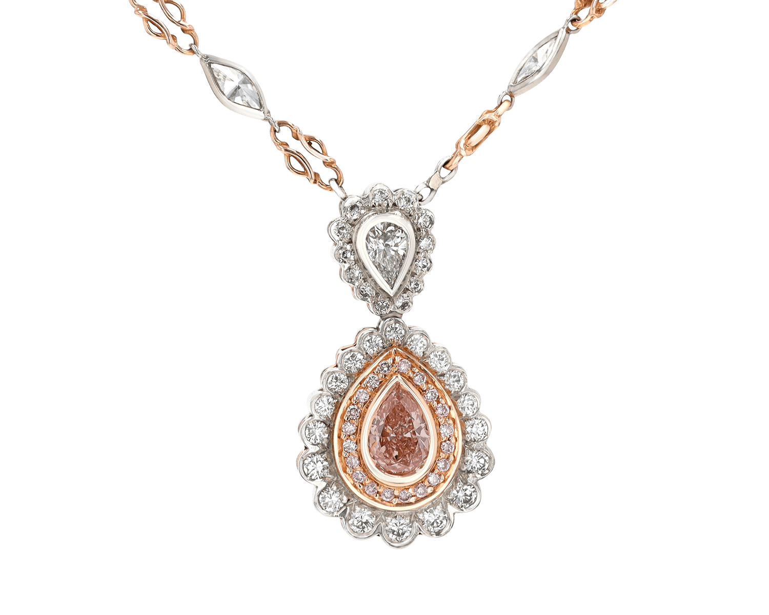 Fancy Orangey-Pink Diamond Necklace, 0.84 Carat