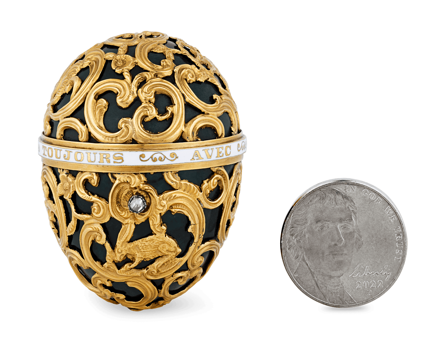 Green Jasper and Gold Egg Snuff Box