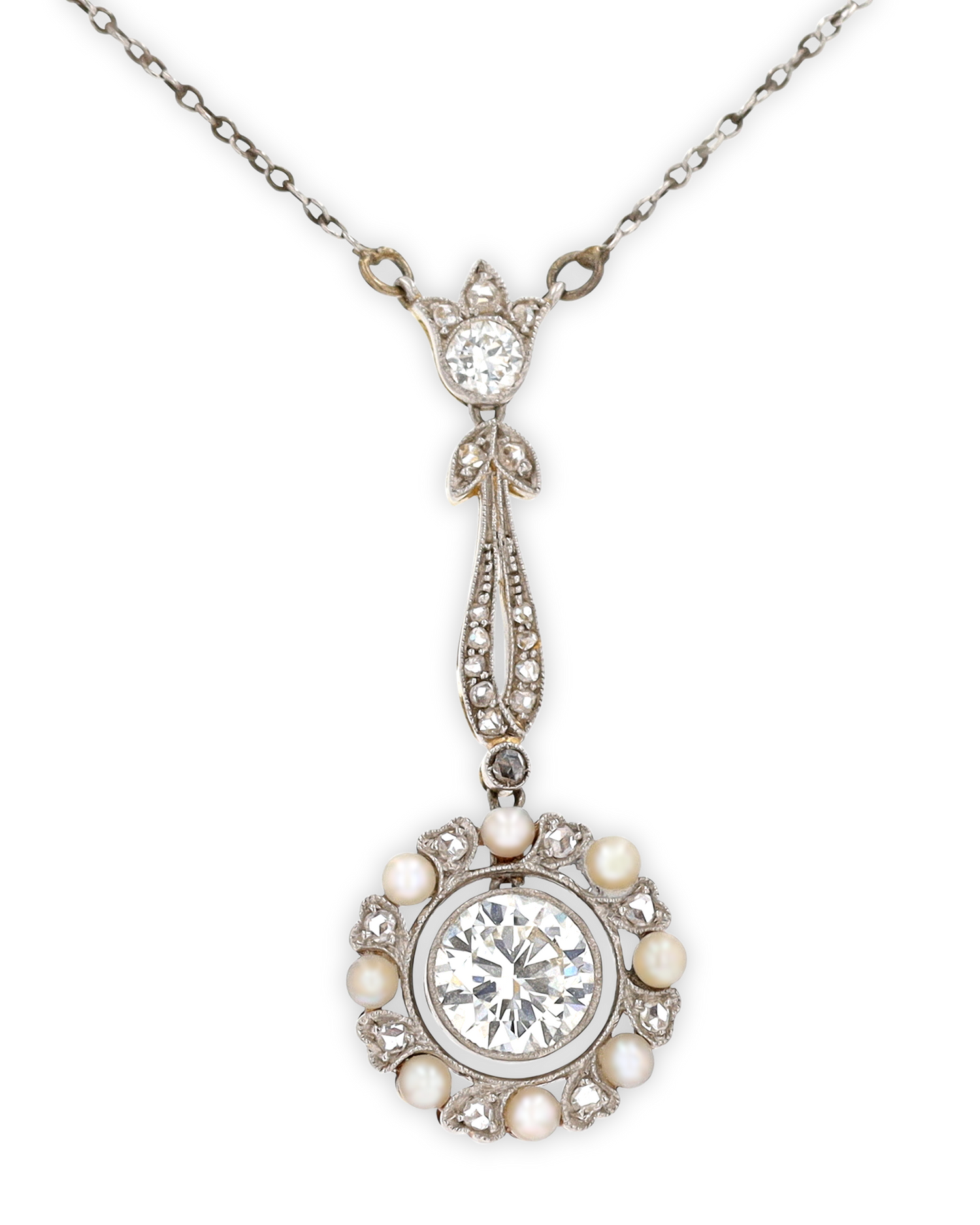 Edwardian Pearl and Diamond Necklace