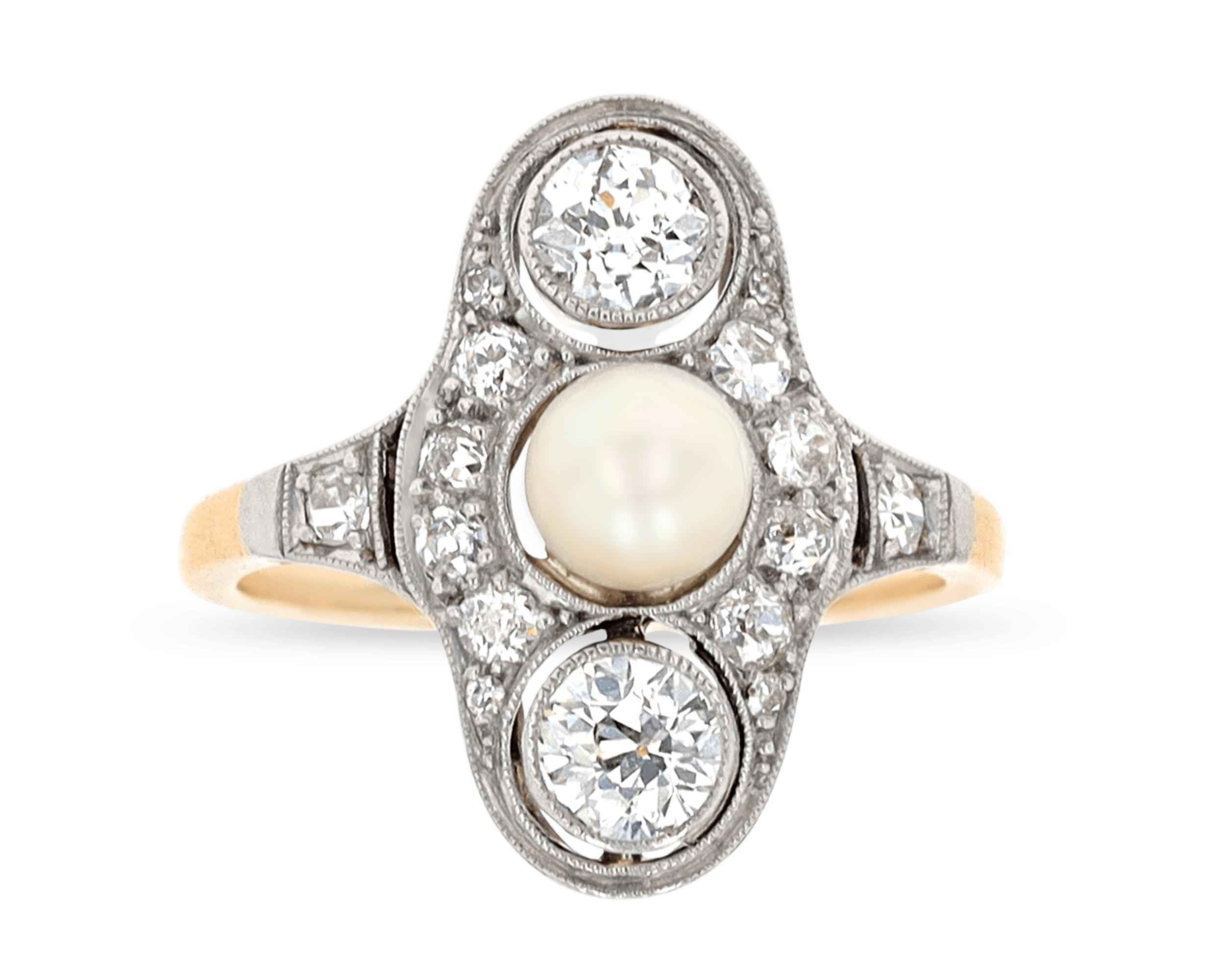 Edwardian Pearl and Diamond Ring