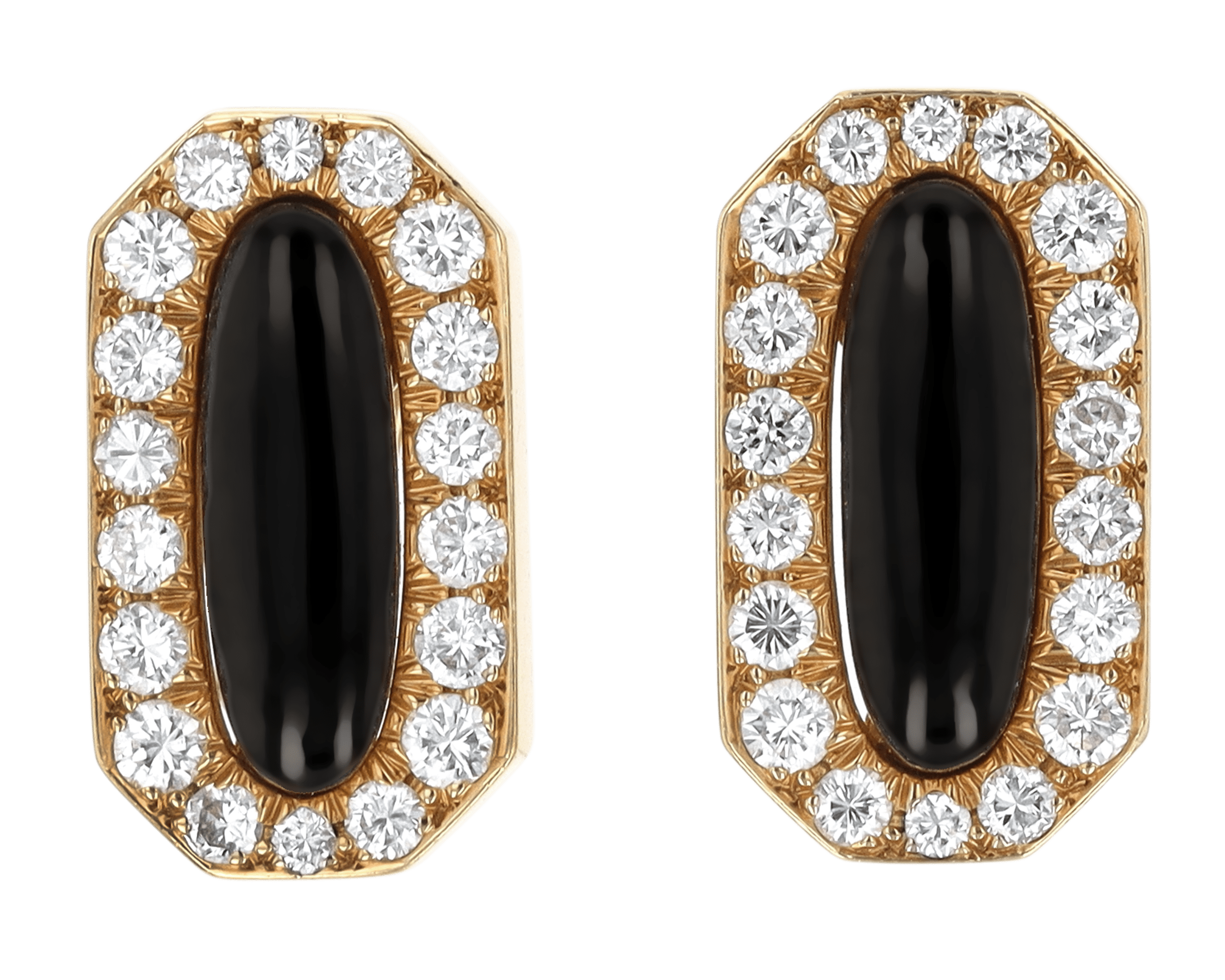 David Webb Black Enamel and Diamond Earrings