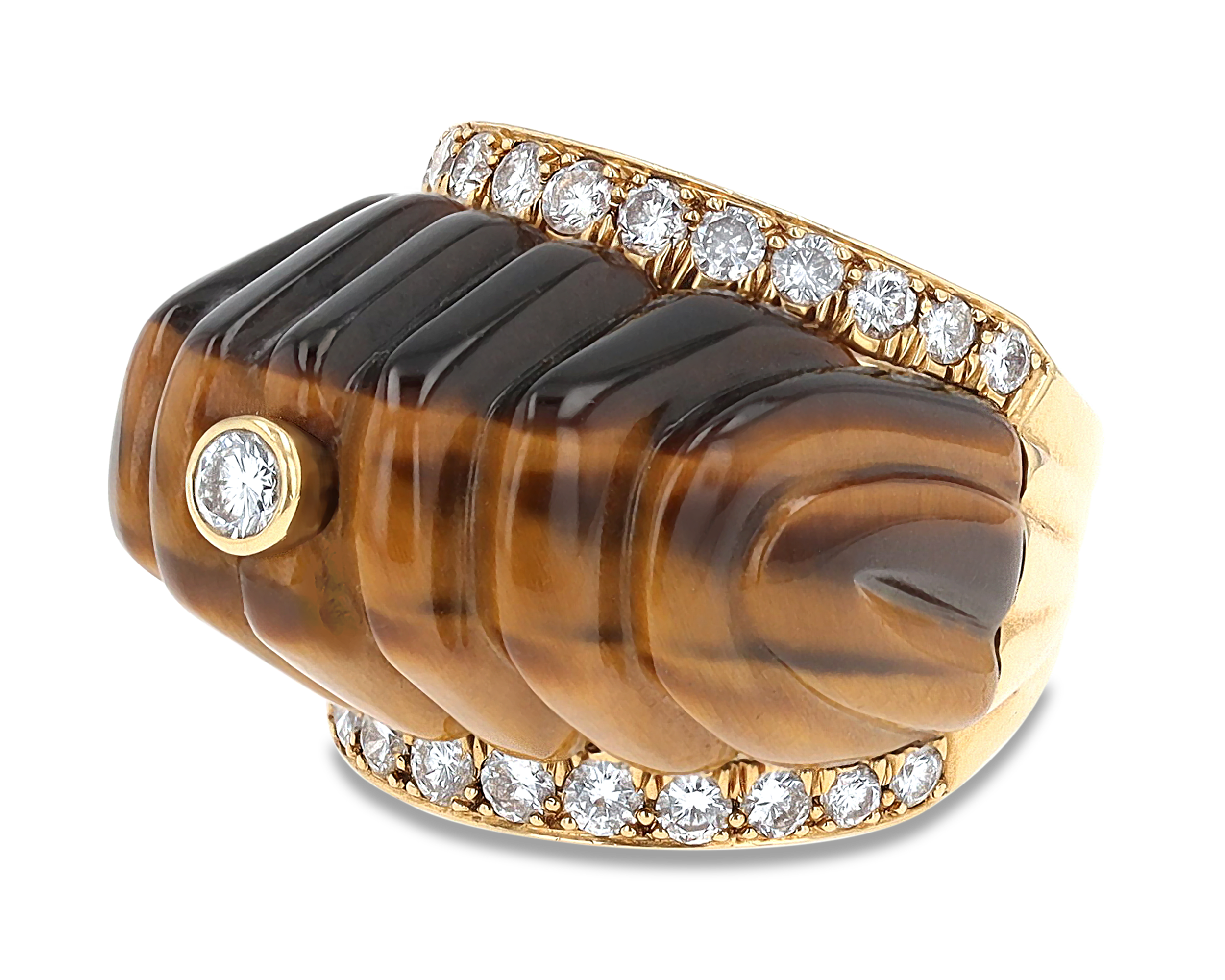 David Webb Tiger's Eye and Diamond Ring