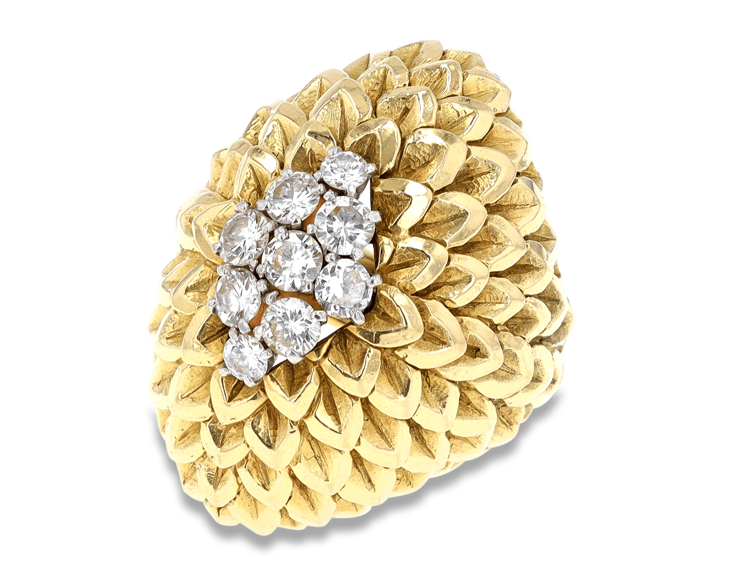 David Webb Gold and Diamond Petal Ring