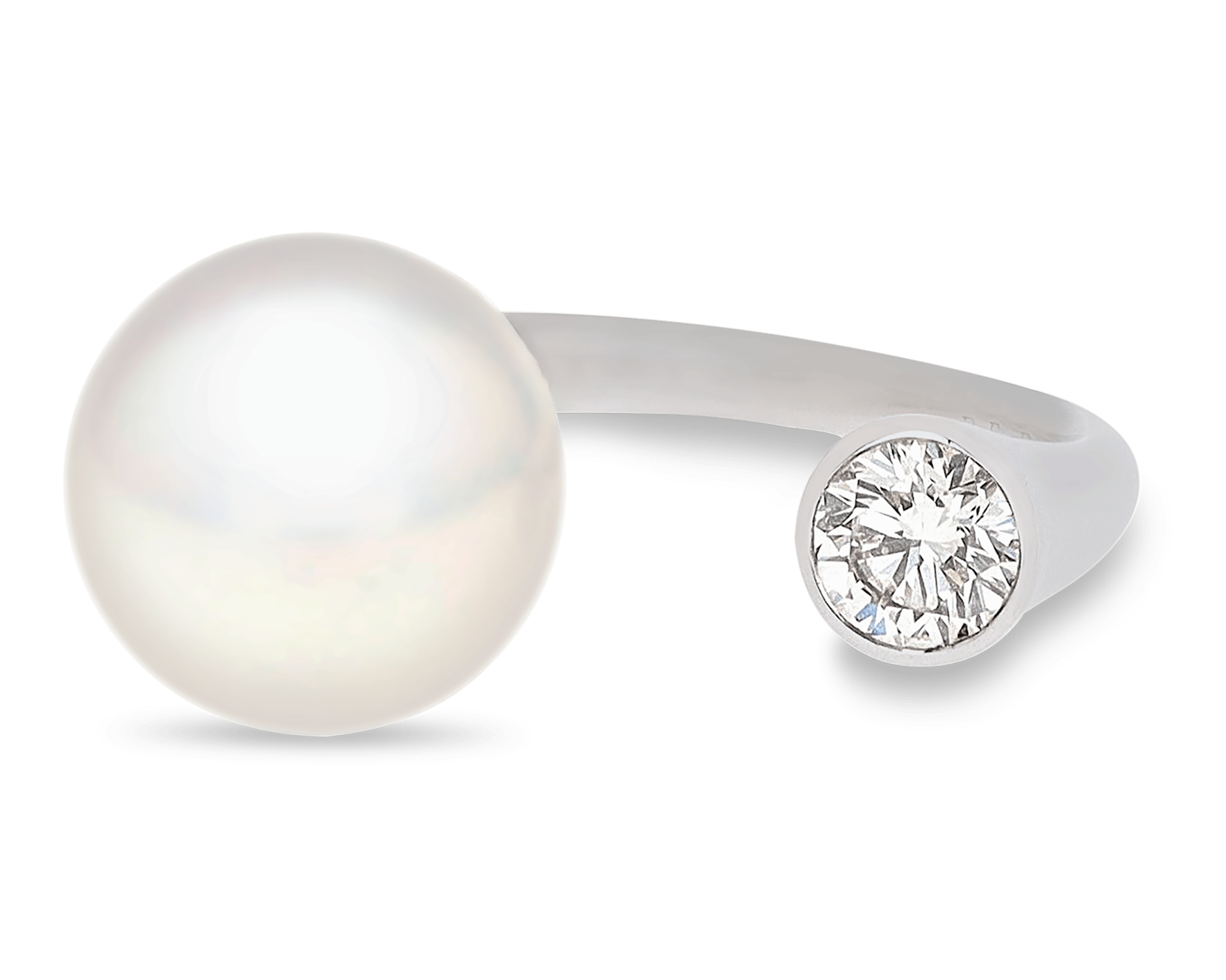 Pearl and Diamond Open Ring