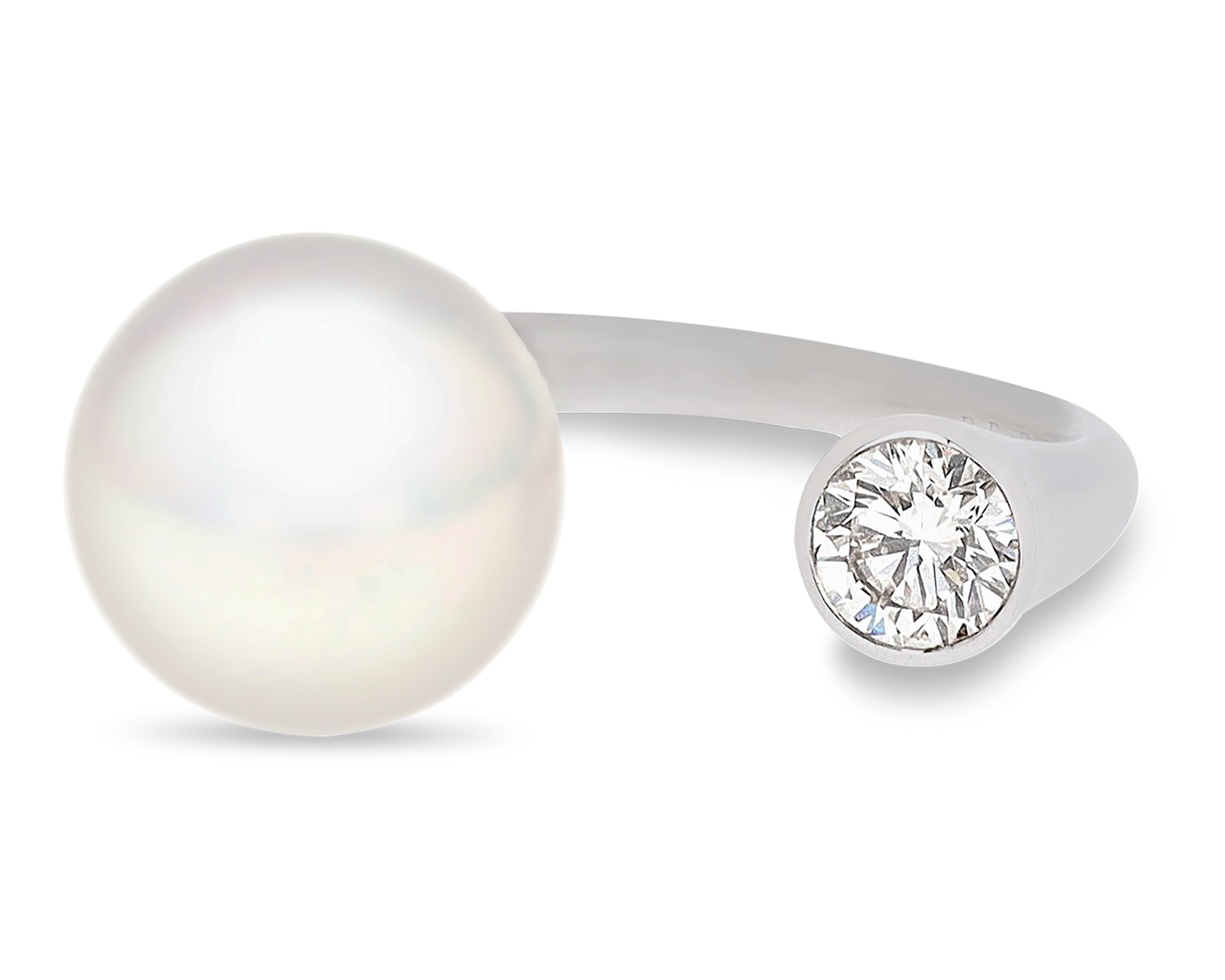 Pearl and Diamond Open Ring