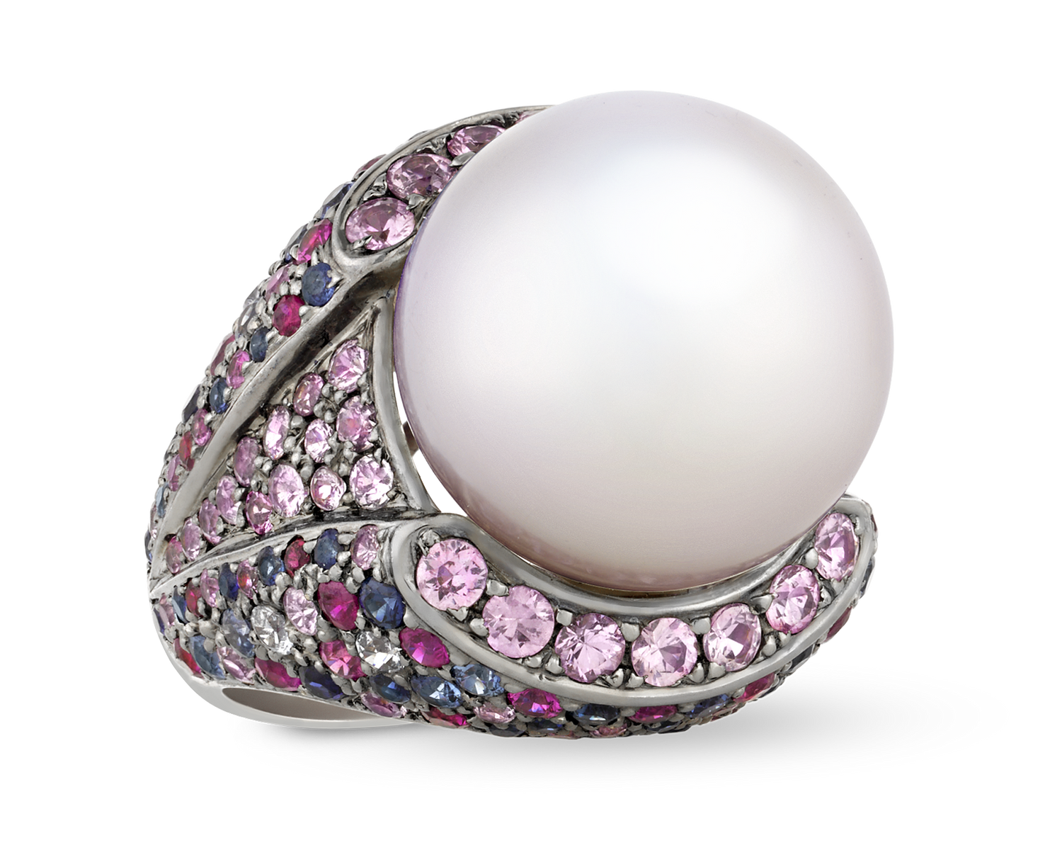 South Sea Pearl and Sapphire Ring