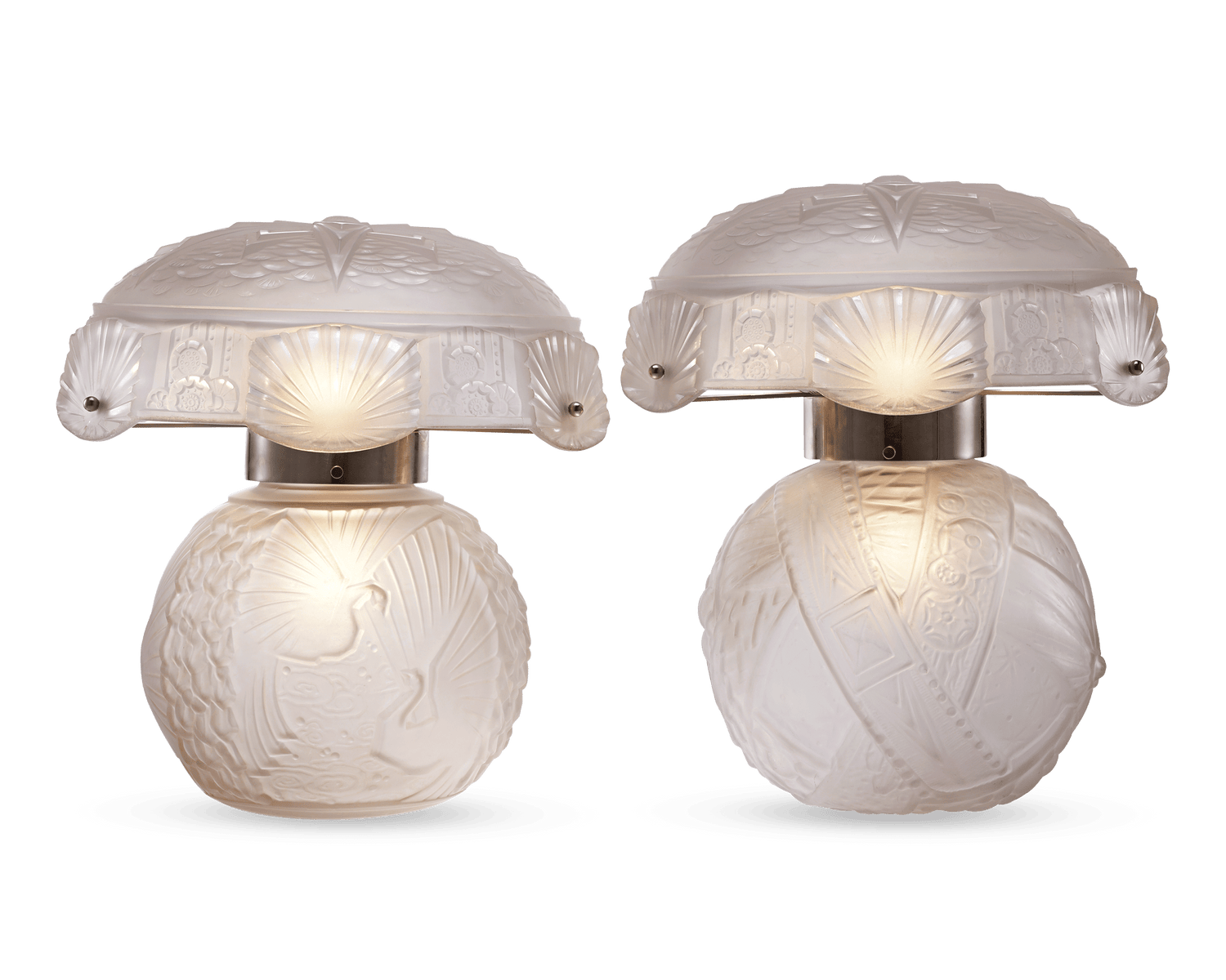 Pair of Glass Lamps by Muller Frères