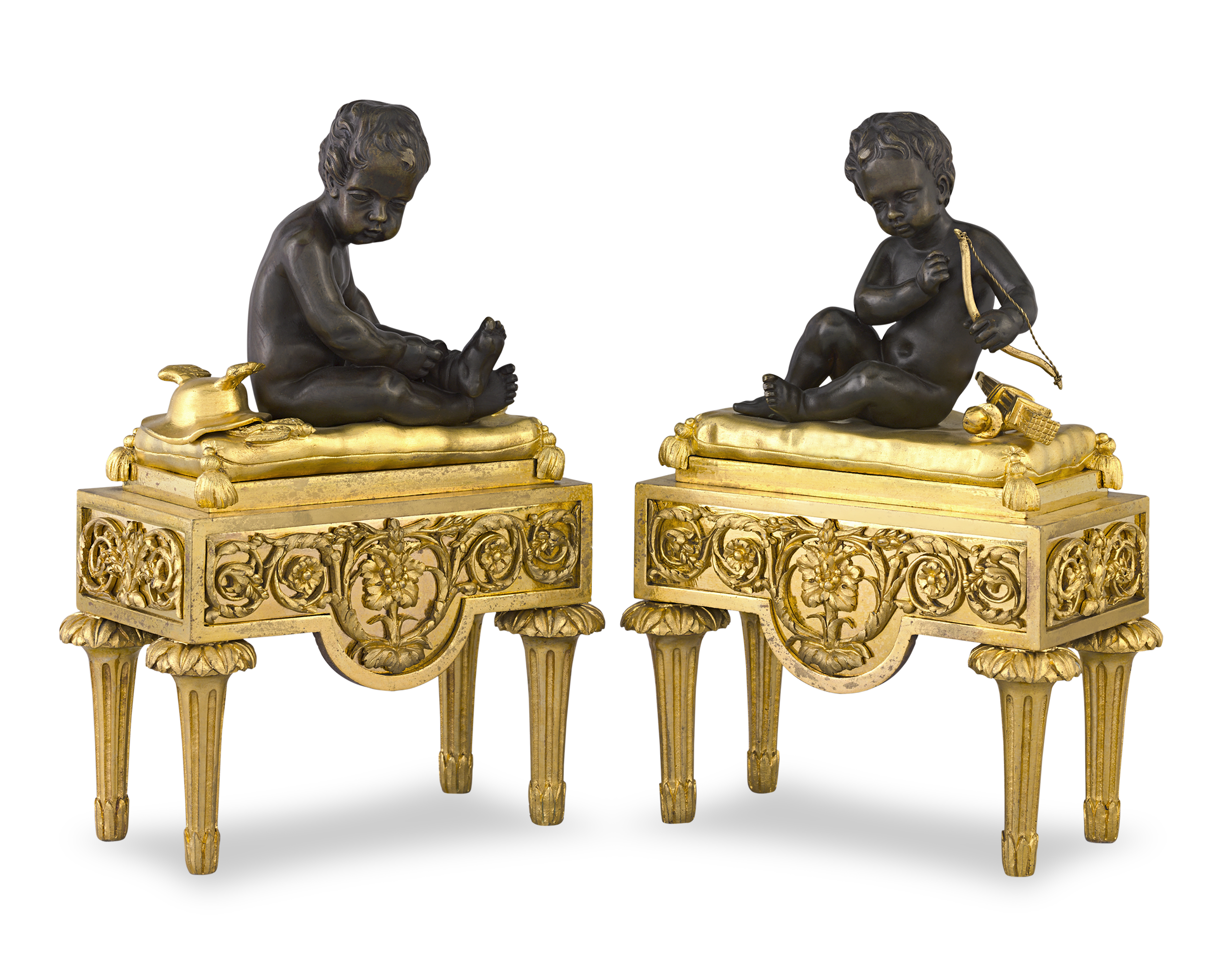 Louis XVI-Style Bronze Chenets