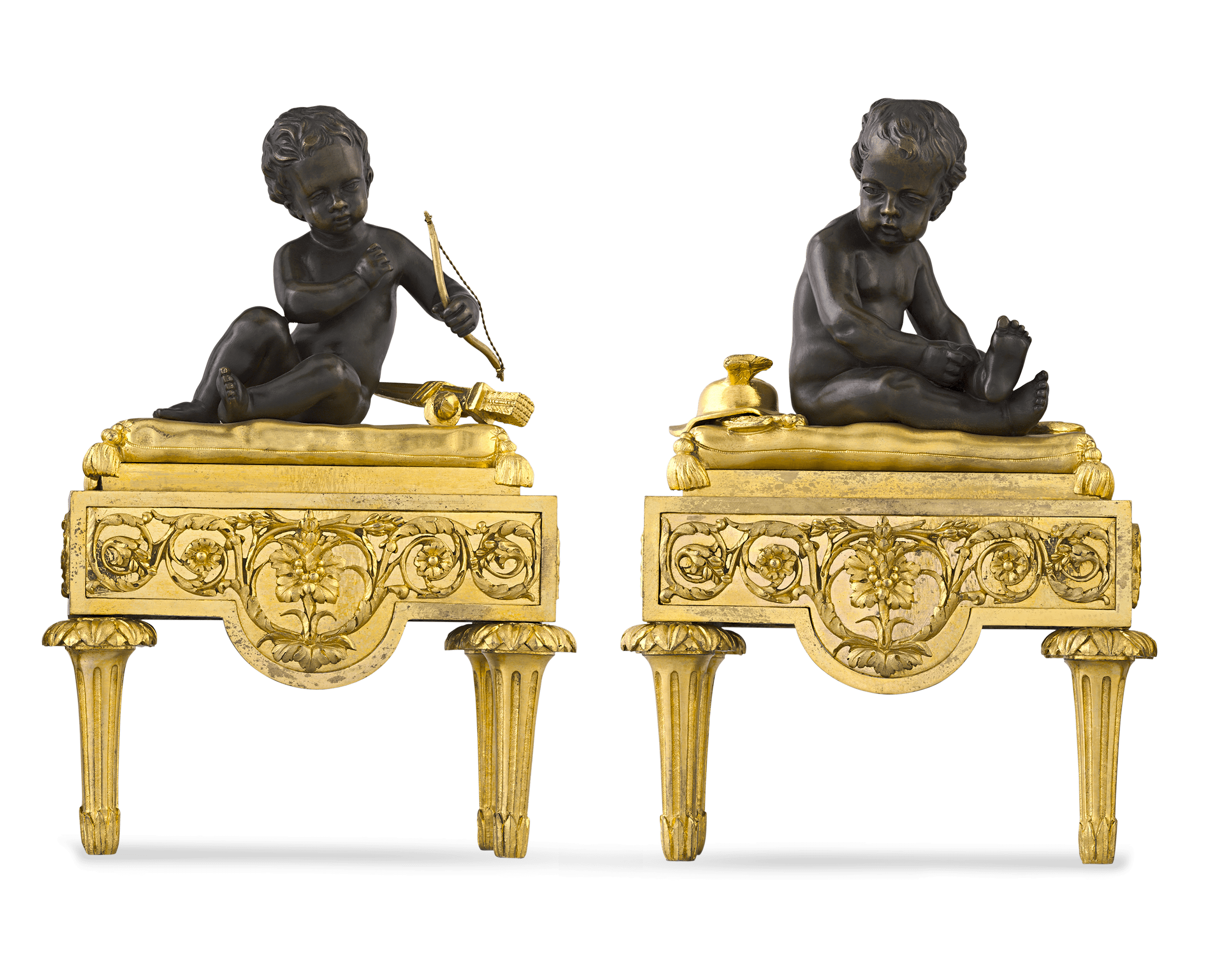 Louis XVI-Style Bronze Chenets