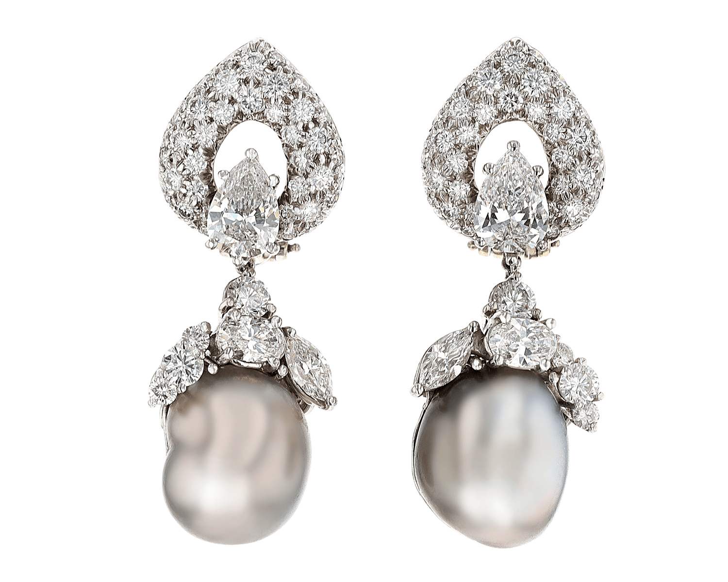 Henry Dunay Tahitian Pearl and Diamond Earrings