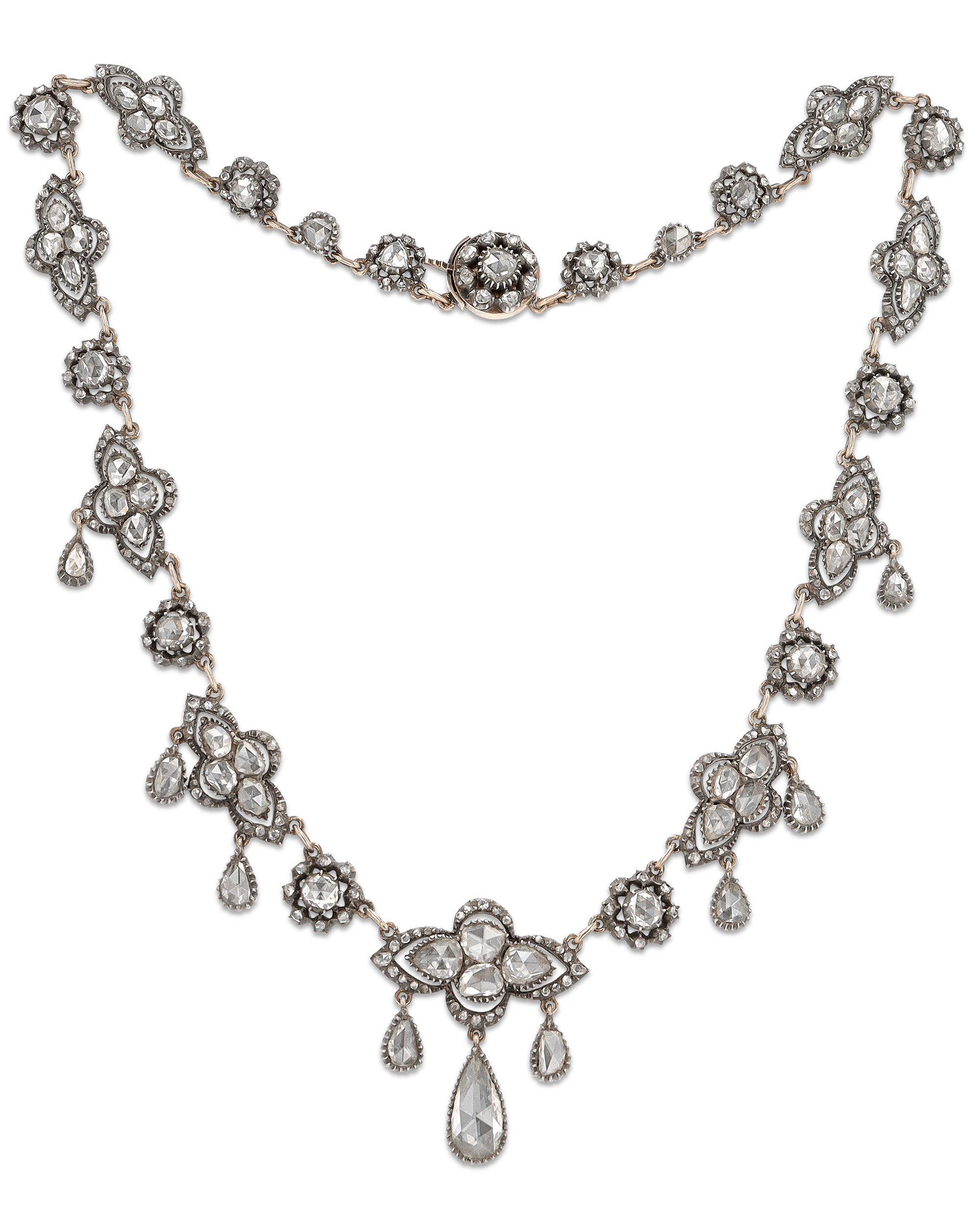 Rose Cut Diamond Necklace, 6.00 Carats