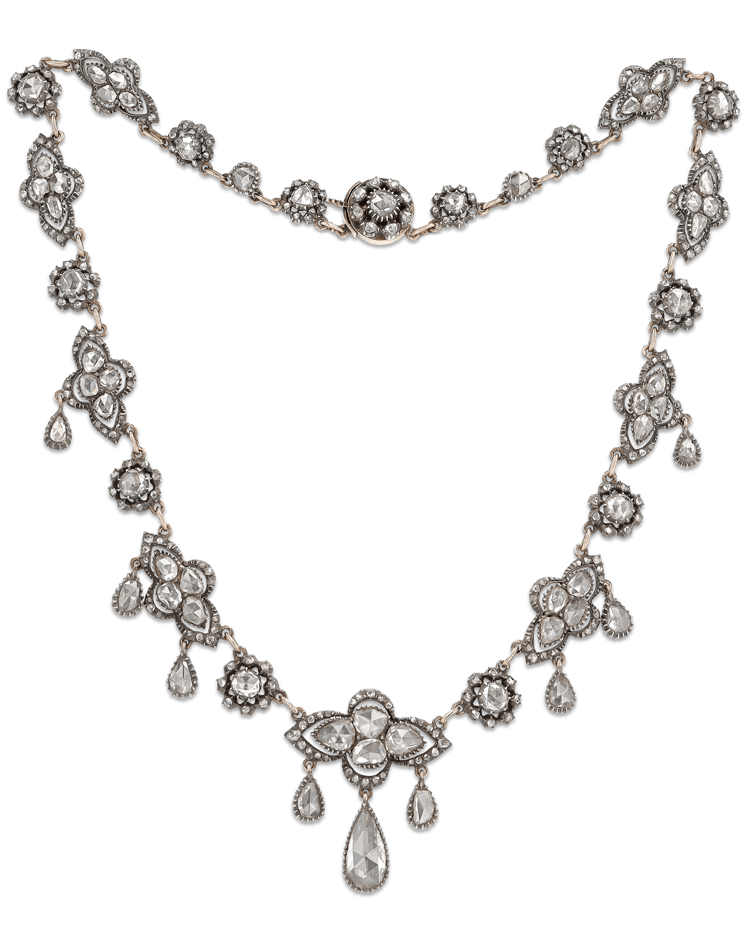 Rose Cut Diamond Necklace, 6.00 Carats