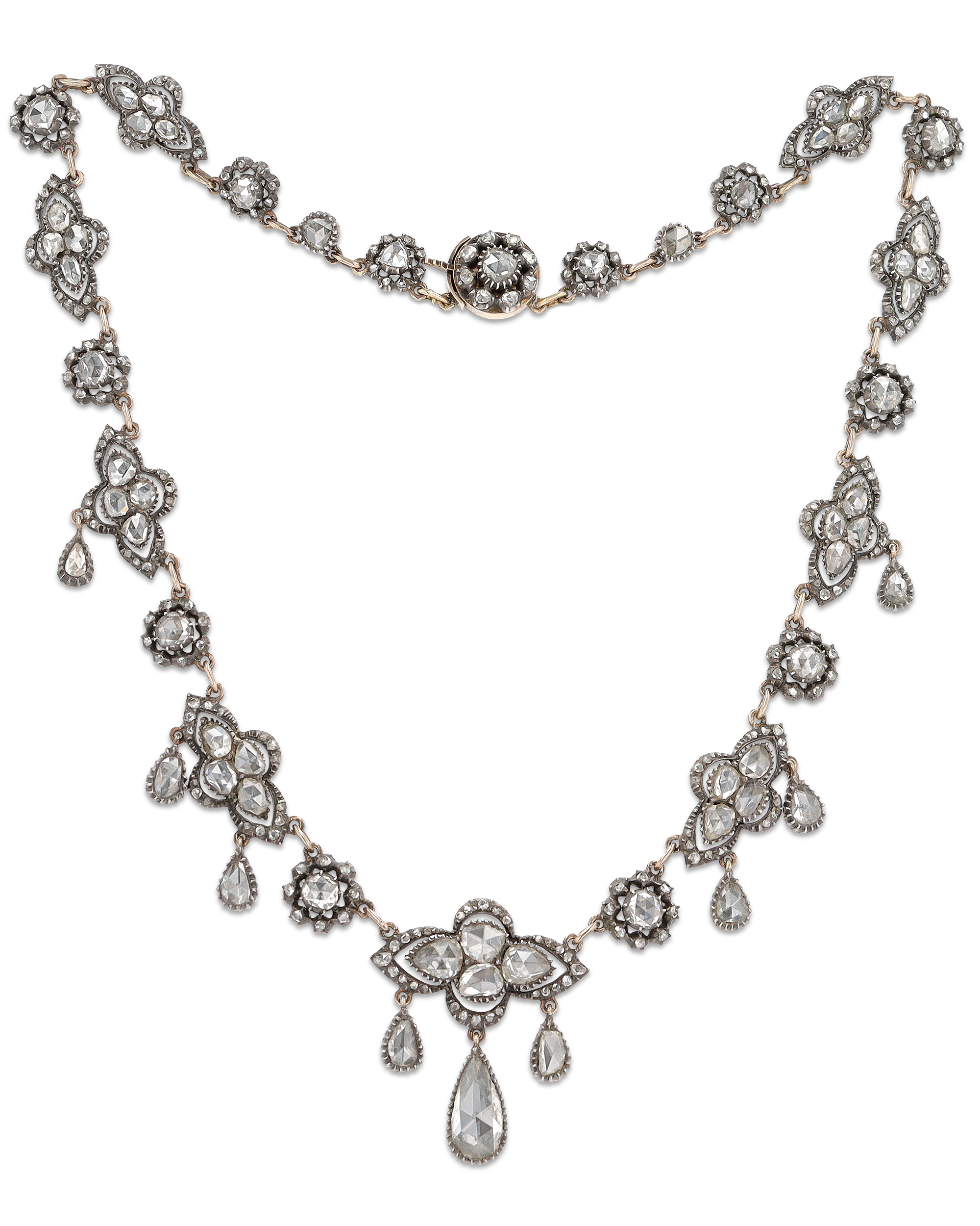 Rose Cut Diamond Necklace, 6.00 Carats