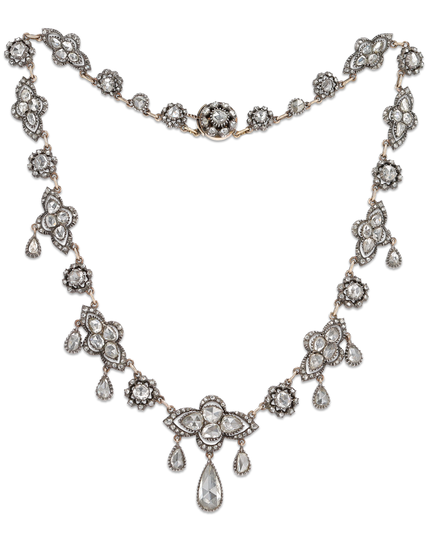 Rose Cut Diamond Necklace, 6.00 Carats