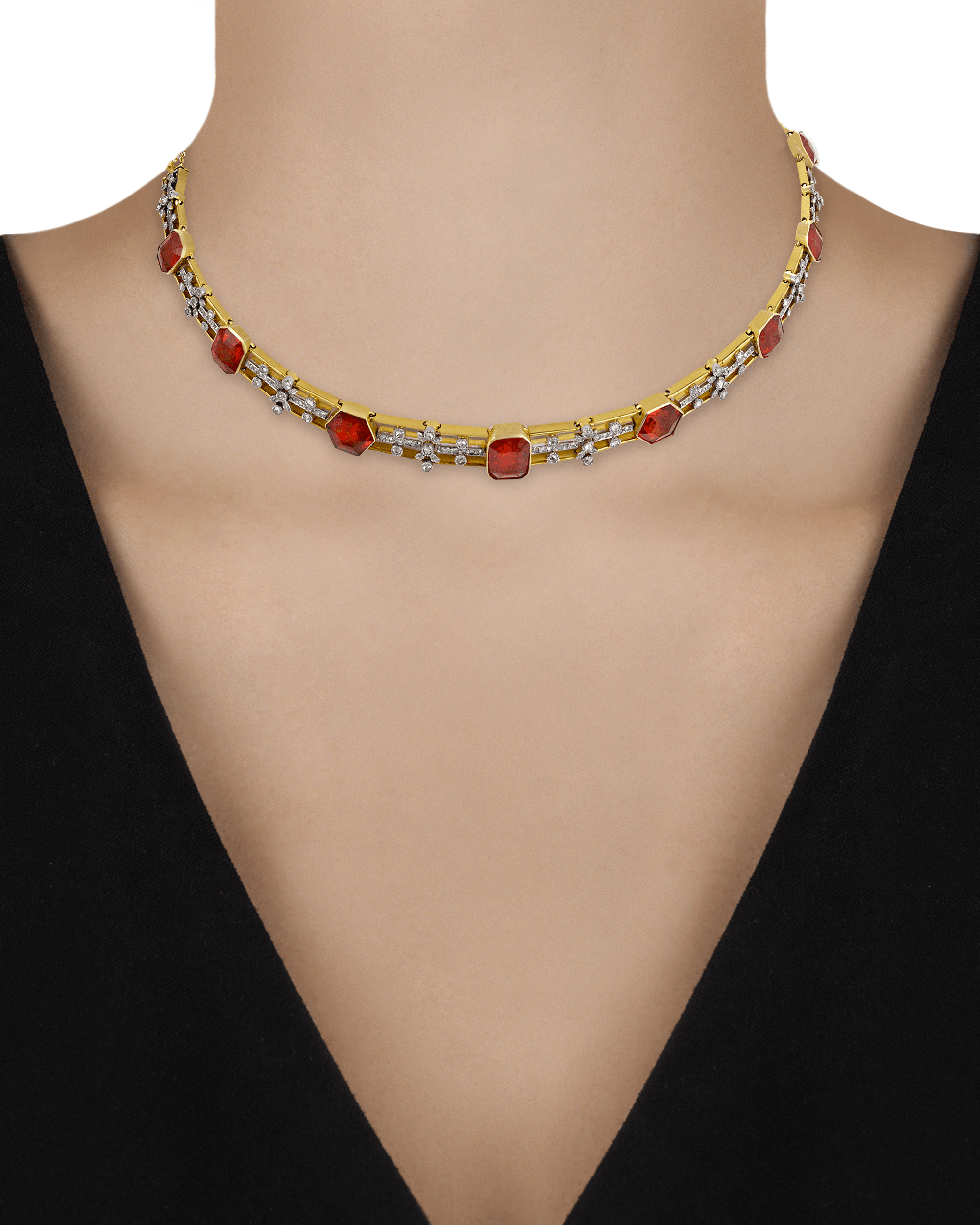 Fire Opal Convertible Choker and Bracelet