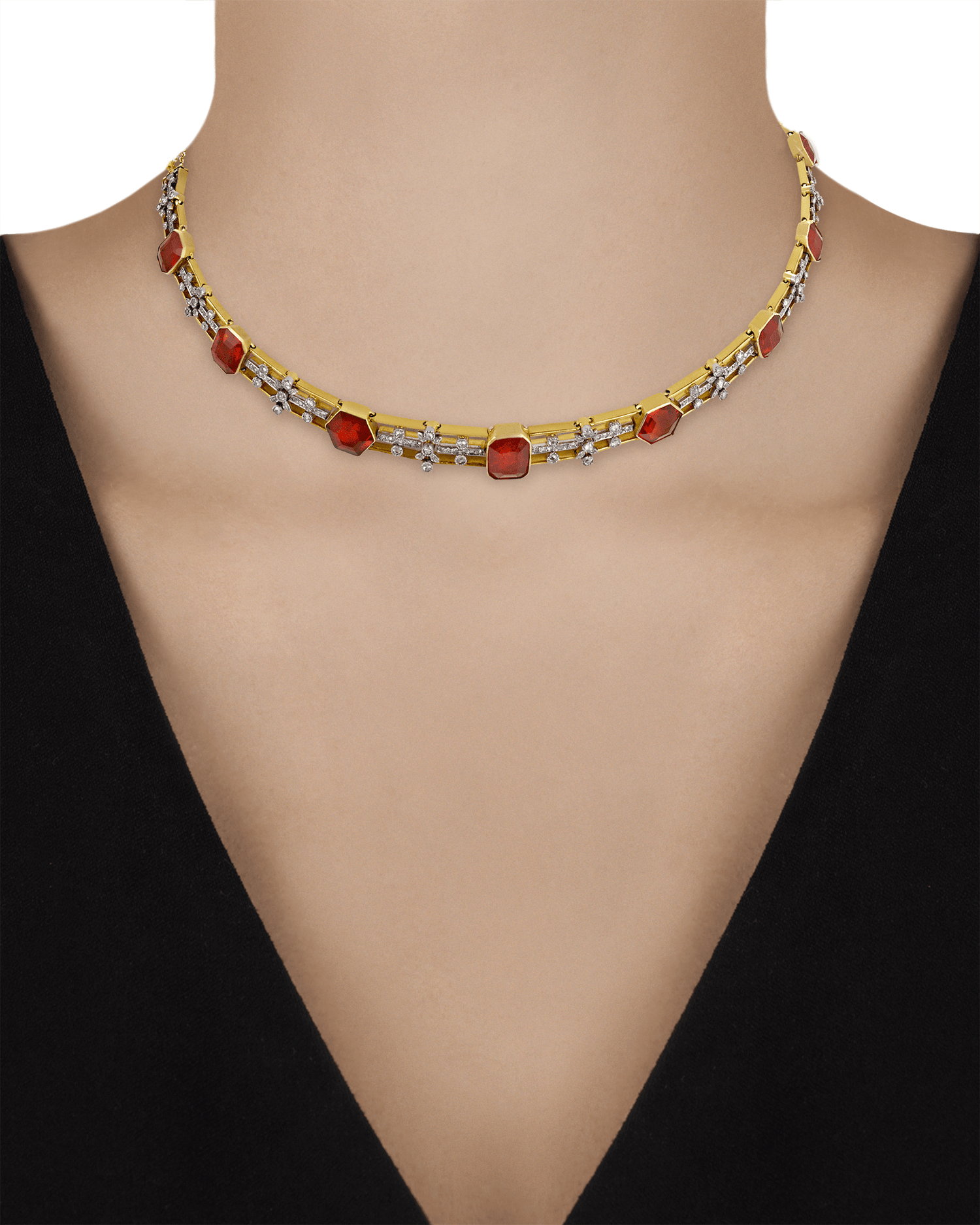 Fire Opal Convertible Choker and Bracelet