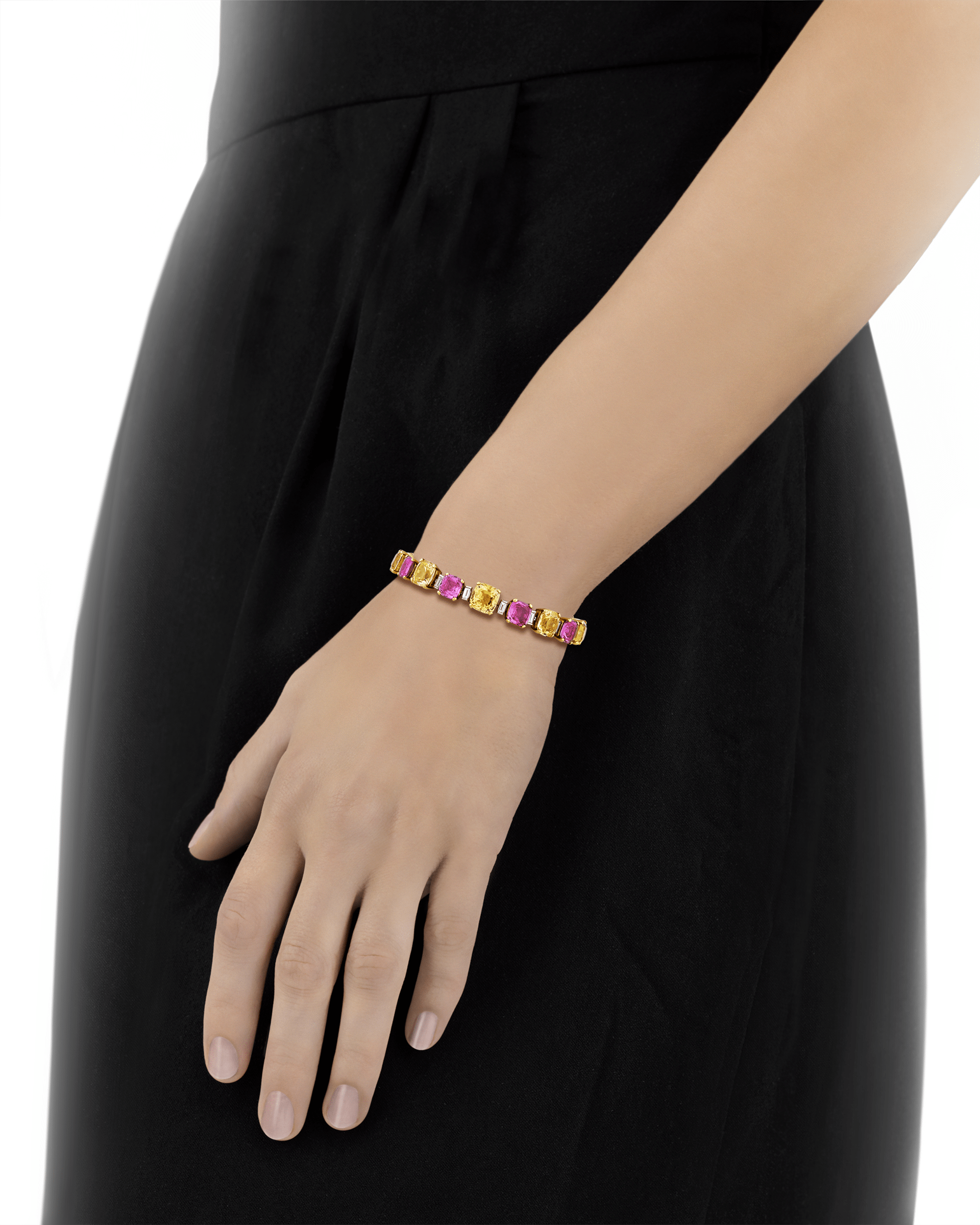 Pink and Yellow Sapphire Bracelet
