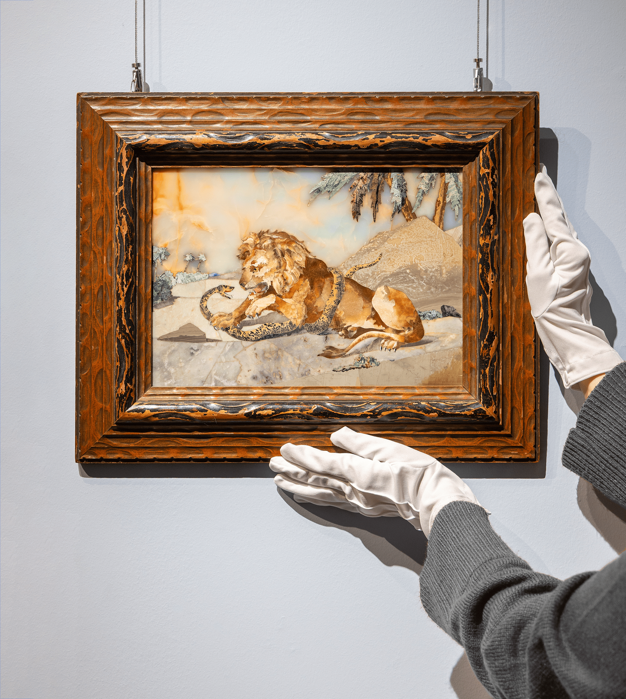 Pietre Dure Plaque with Lion by Tito Francolini