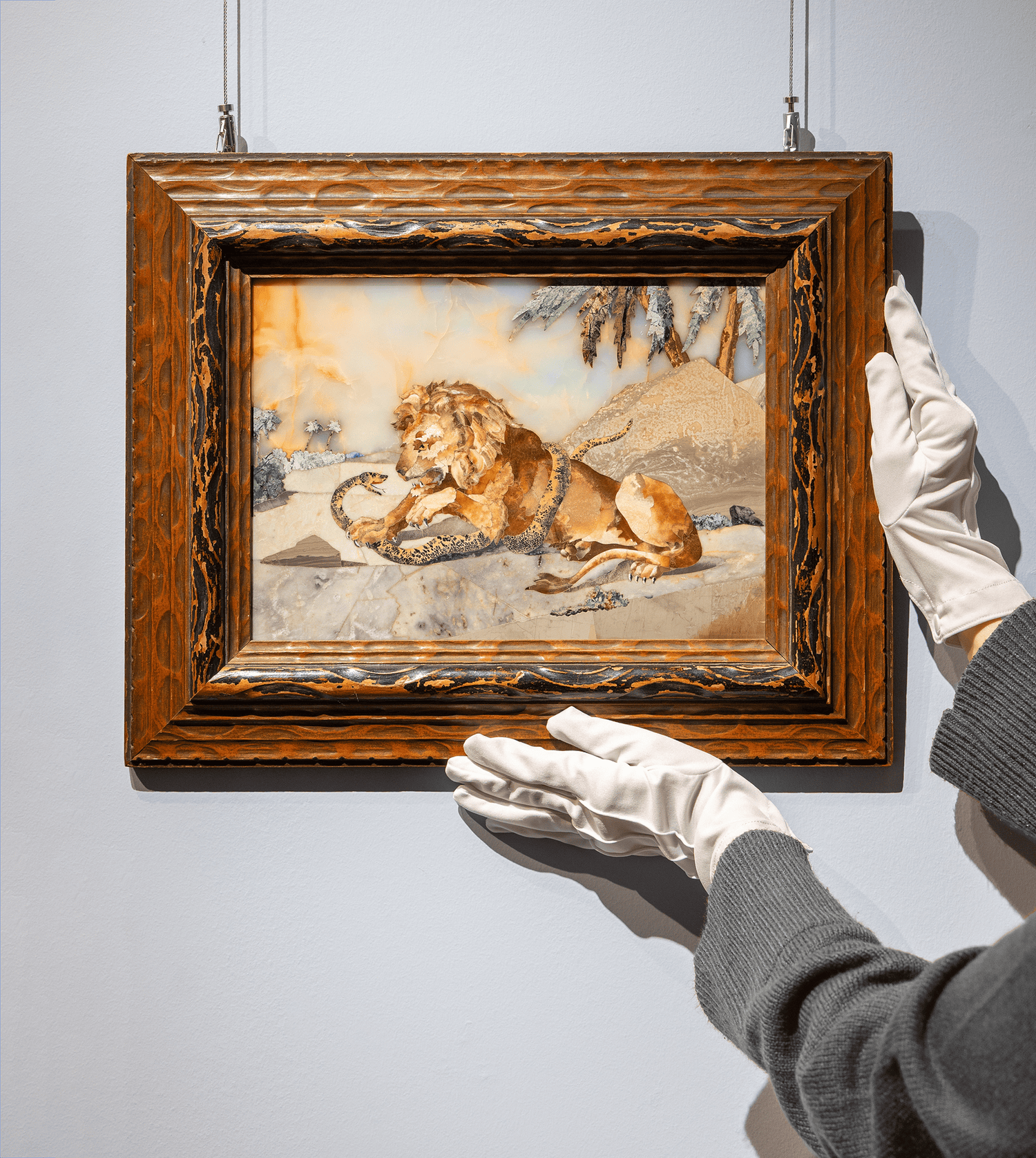 Pietre Dure Plaque with Lion by Tito Francolini