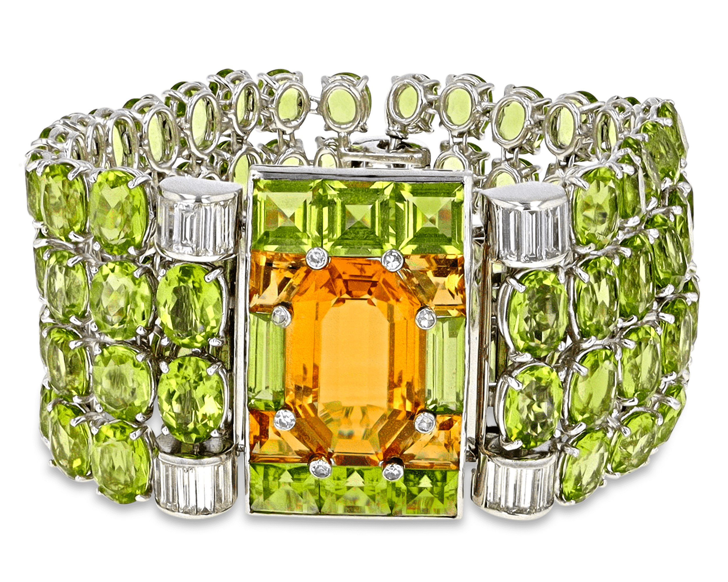 Seaman Schepps Peridot, Citrine and Diamond Bracelet