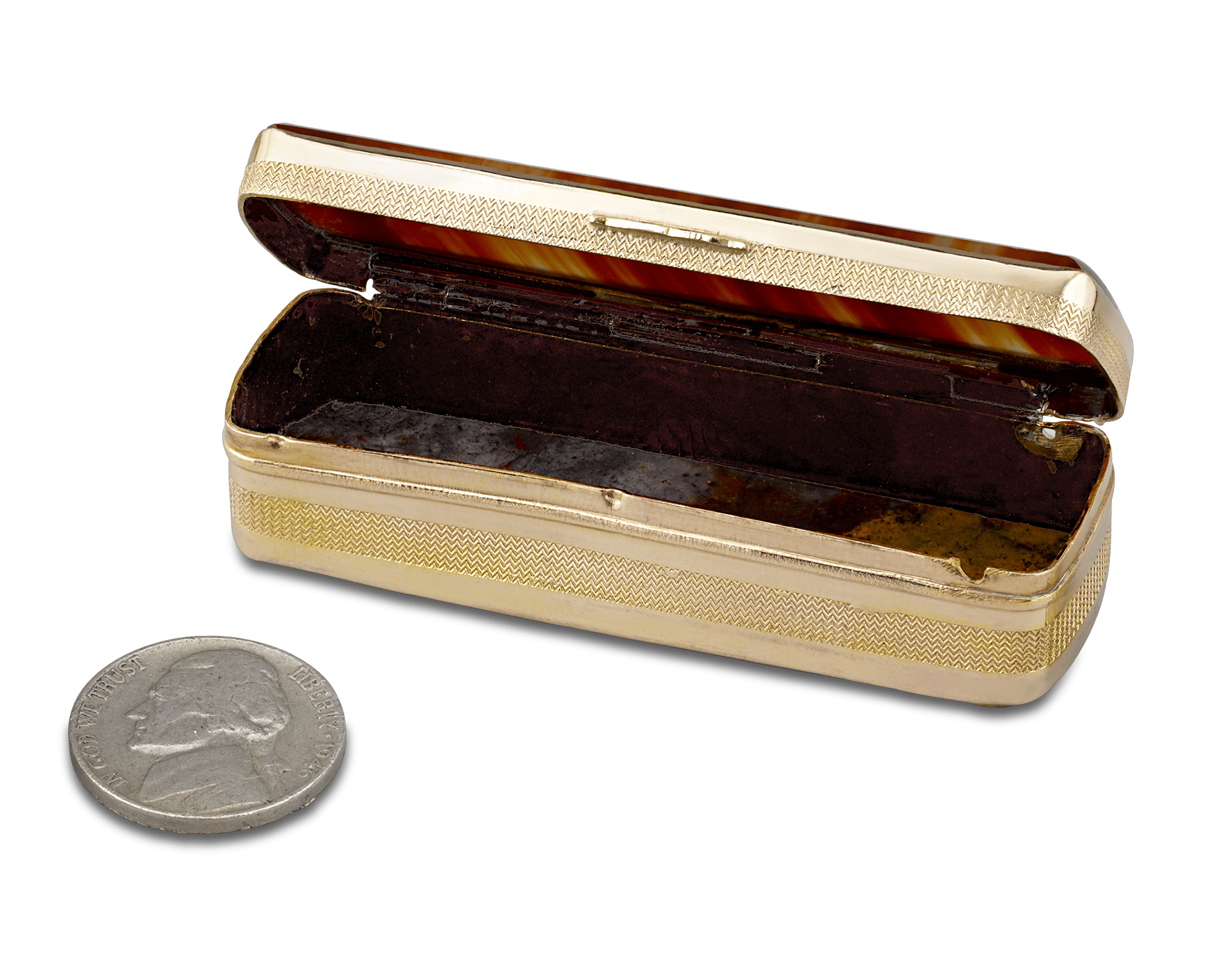 Brown Agate Snuff Box