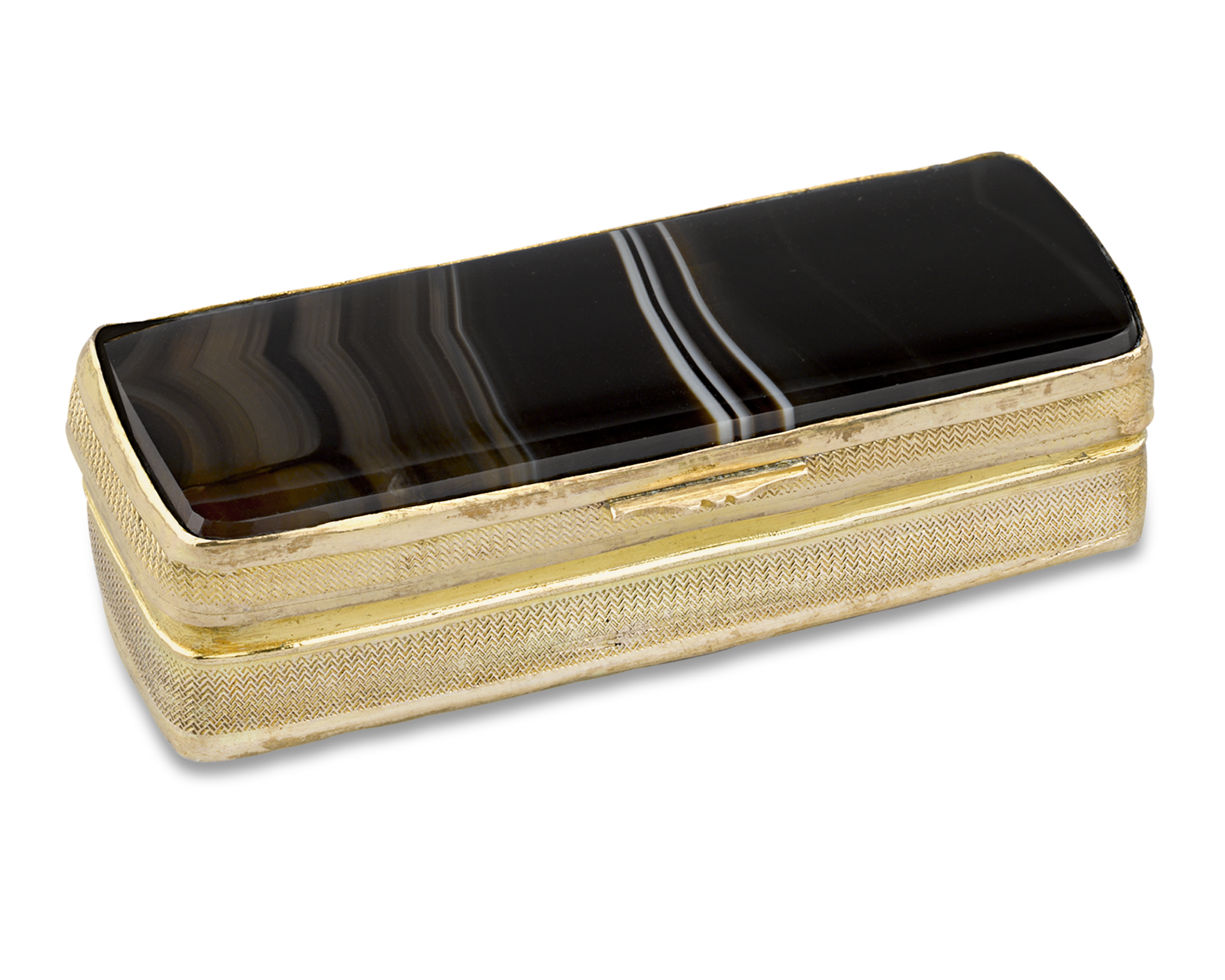 Black Agate and Gold Neoclassical Snuff Box