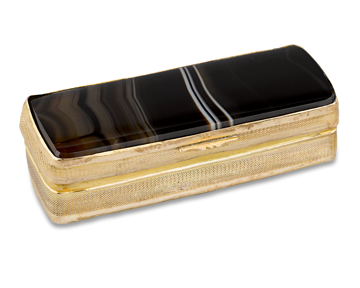 Black Agate and Gold Neoclassical Snuff Box