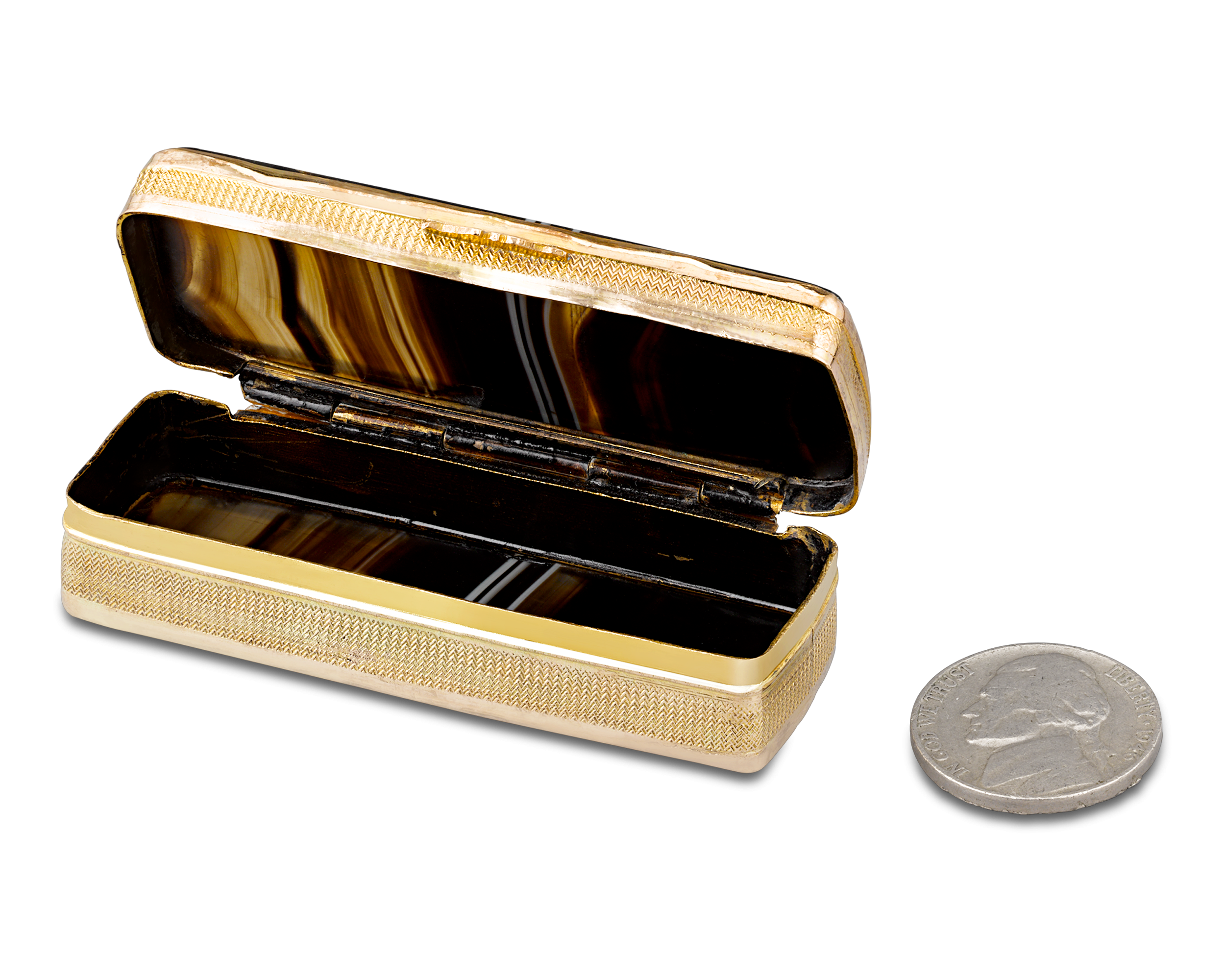 Black Agate and Gold Neoclassical Snuff Box