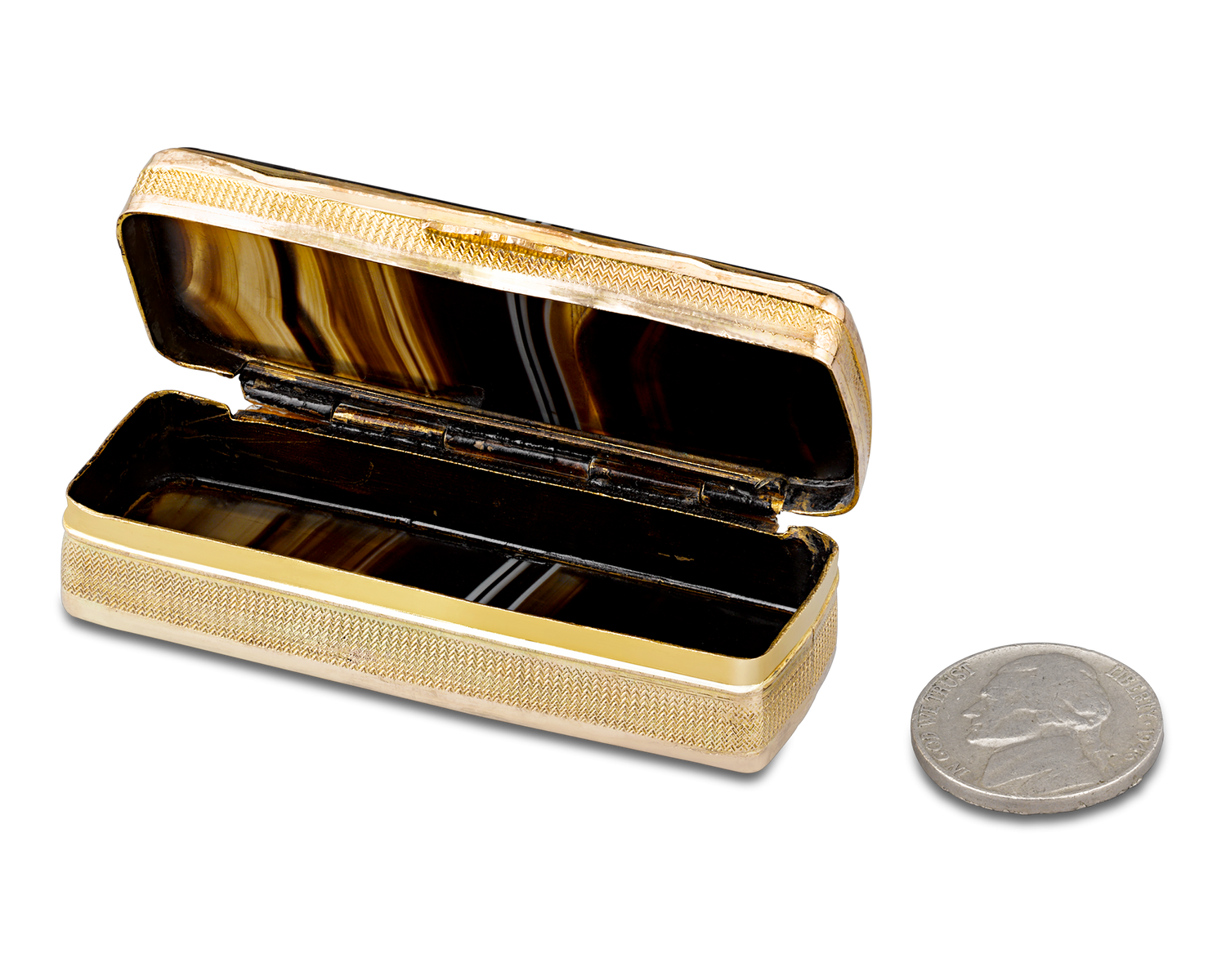 Black Agate and Gold Neoclassical Snuff Box