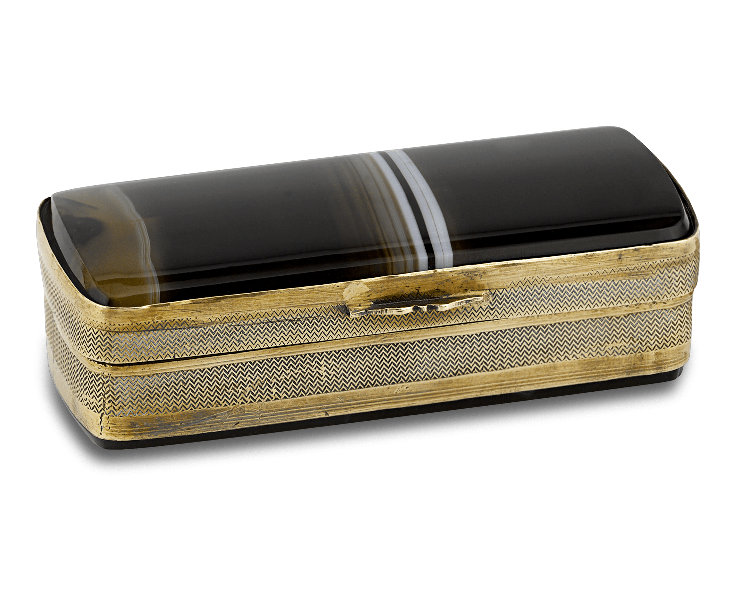 Black Agate and Gold Snuff Box