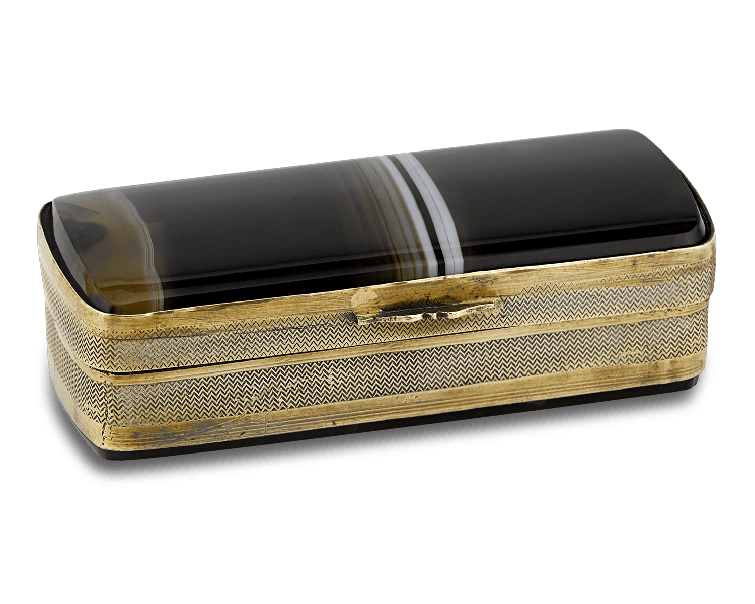 Black Agate and Gold Snuff Box