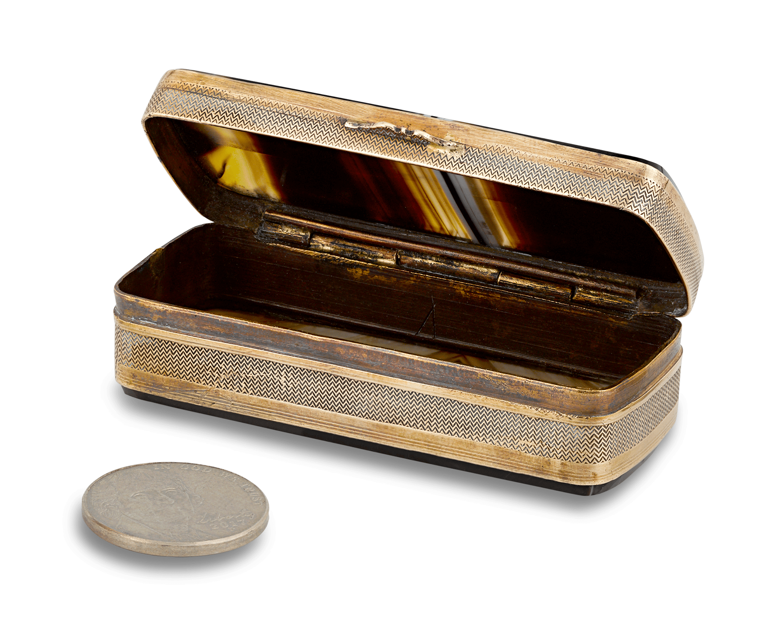 Black Agate and Gold Snuff Box