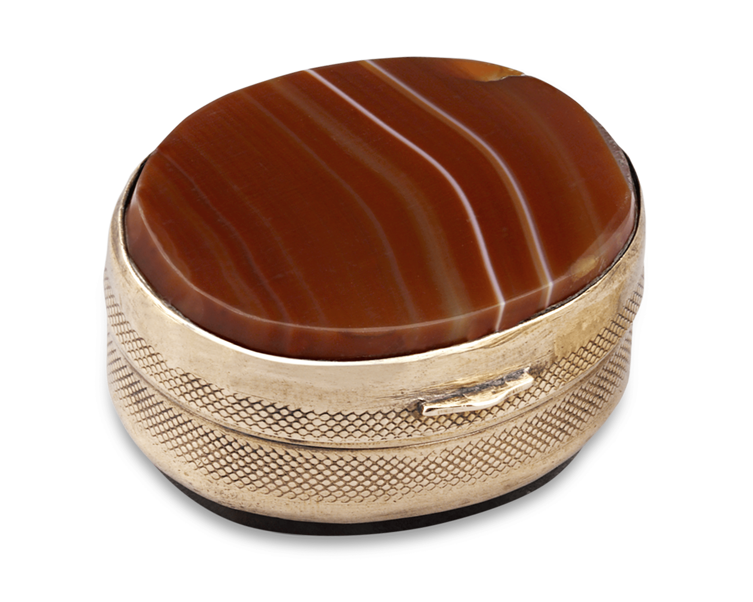 Brown Agate and Gold Snuff Box