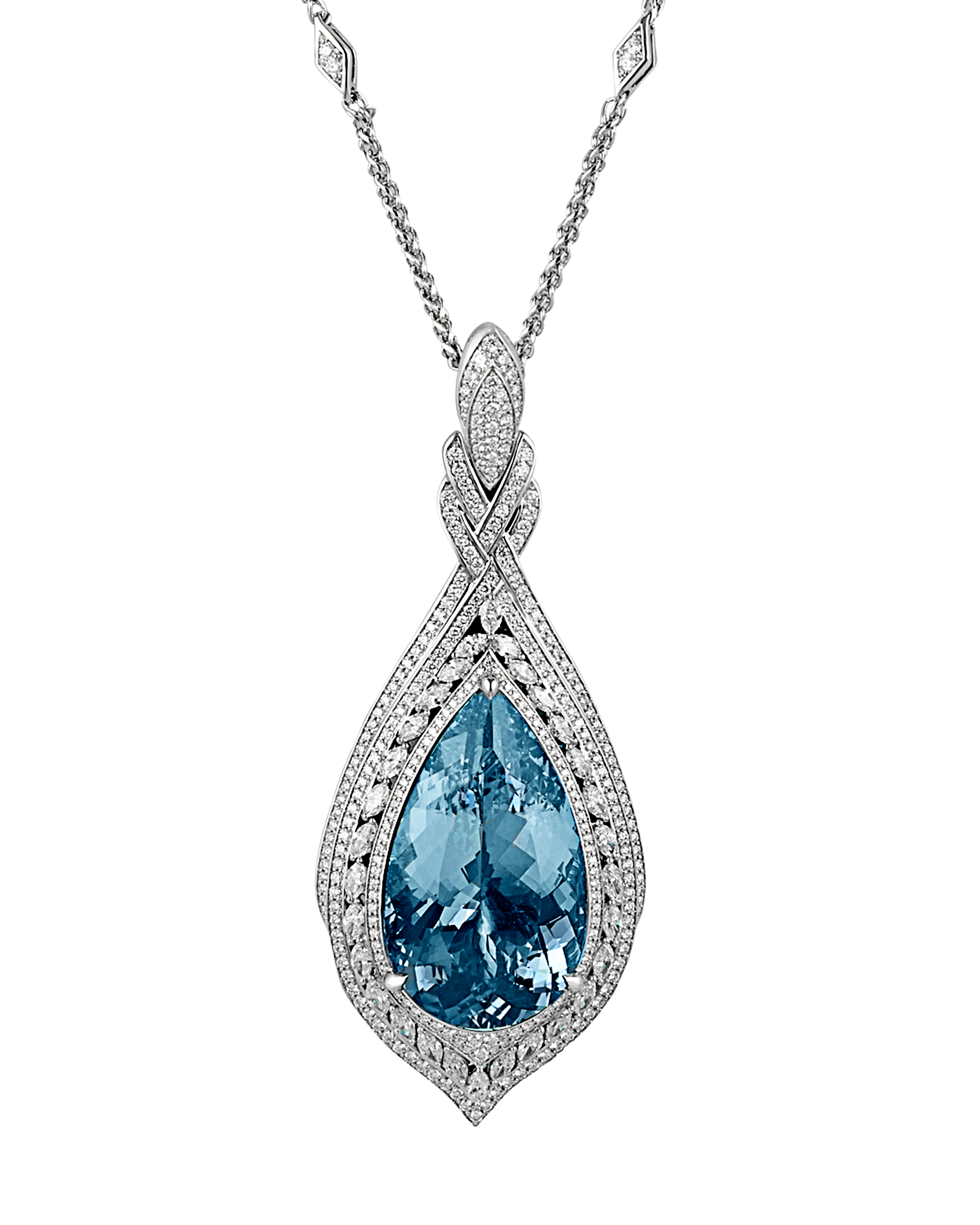 Aquamarine Pendant Necklace, 60.00 Carats