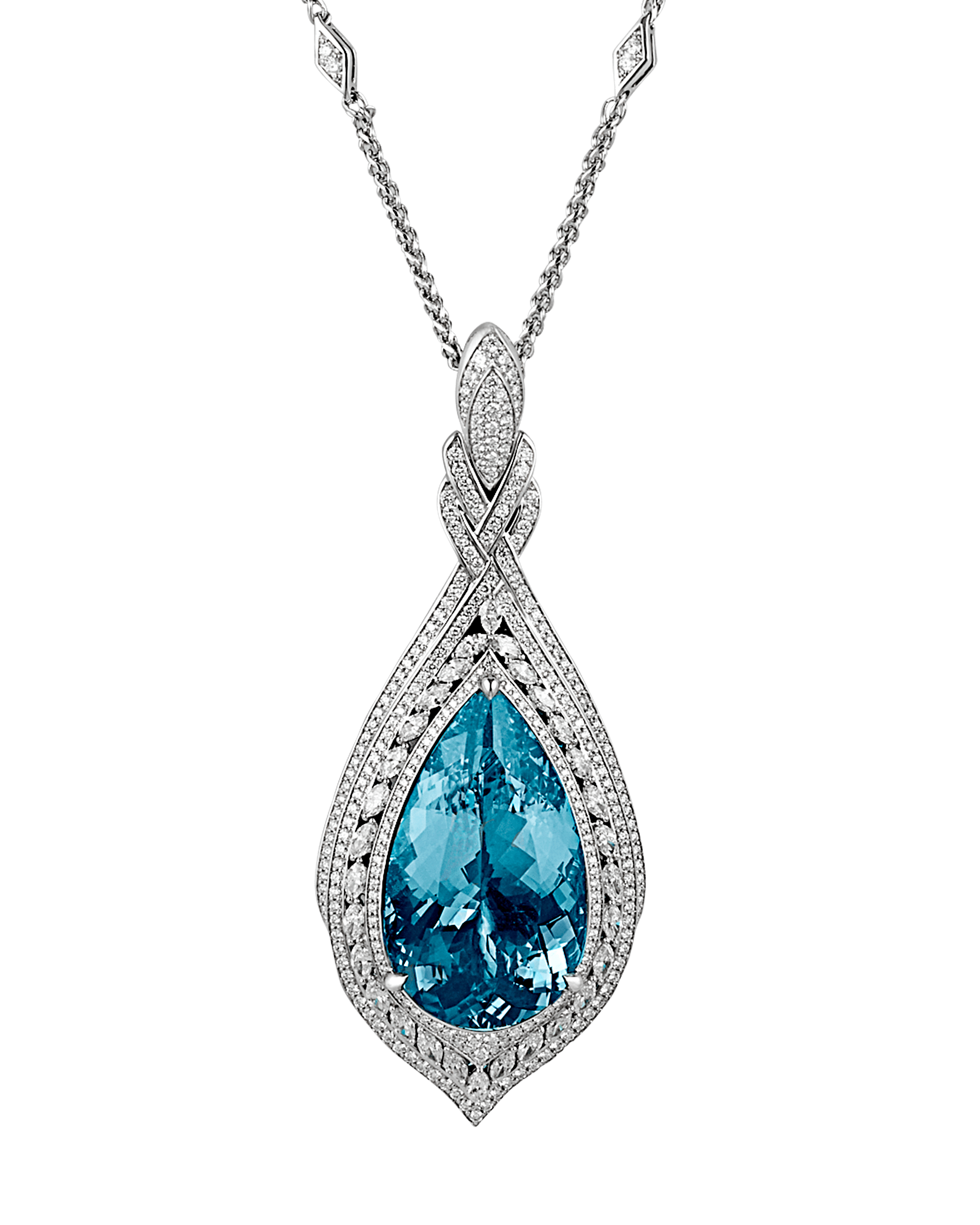 Aquamarine Pendant Necklace, 55.03 Carats