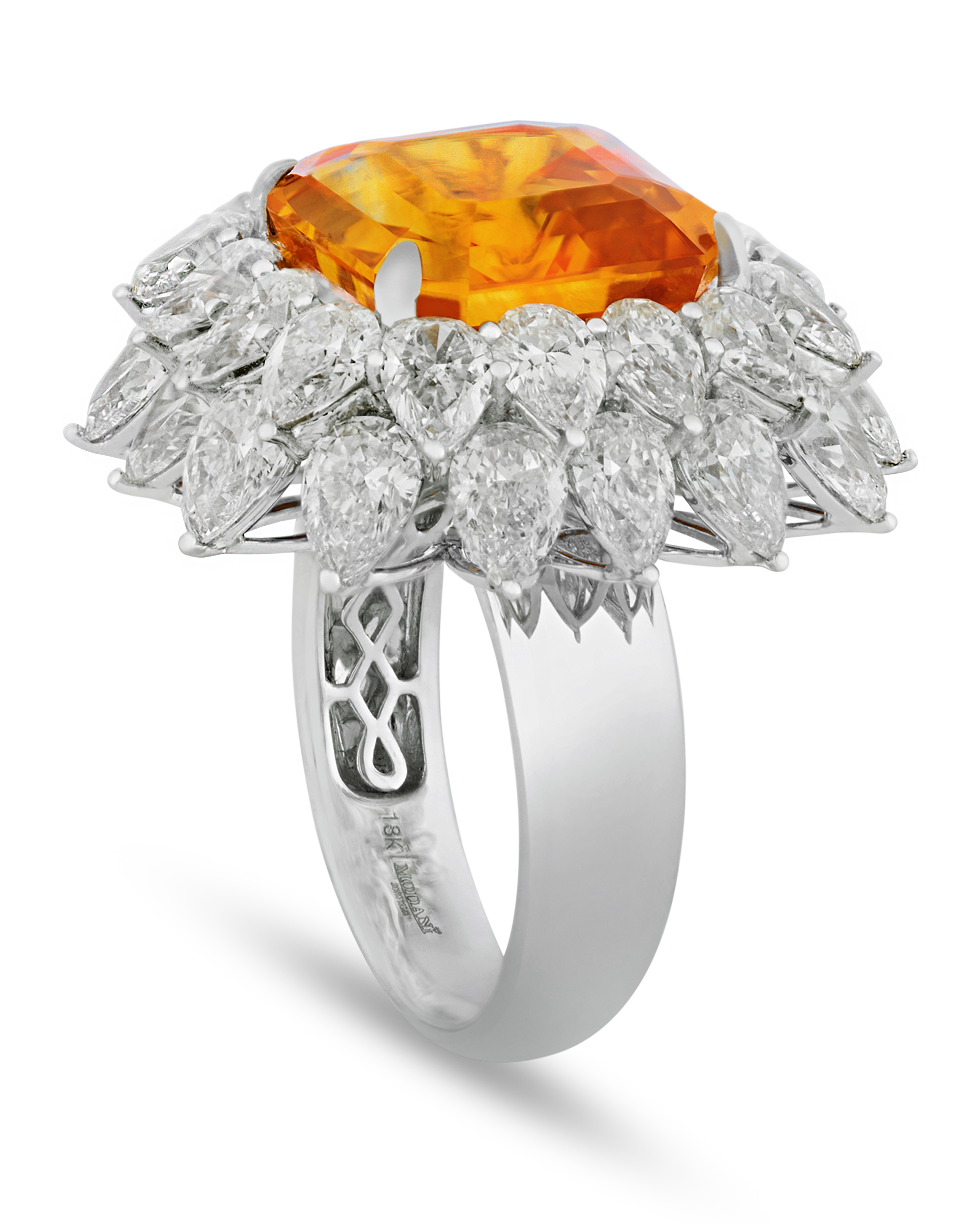 Orange Sapphire Ring, 14.01 Carats