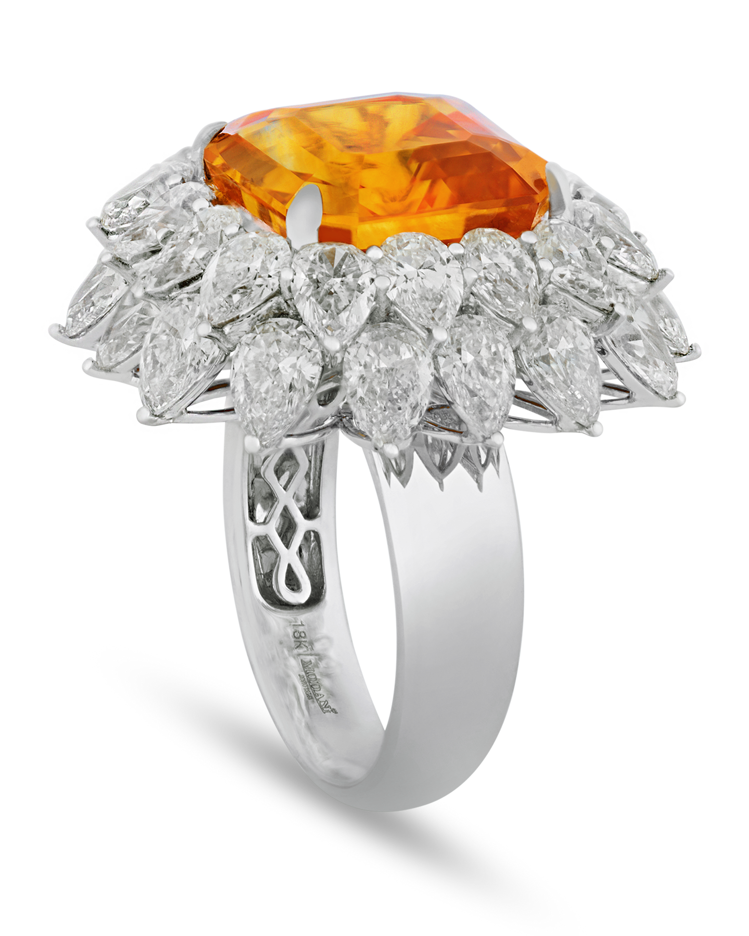 Orange Sapphire Ring, 14.01 Carats