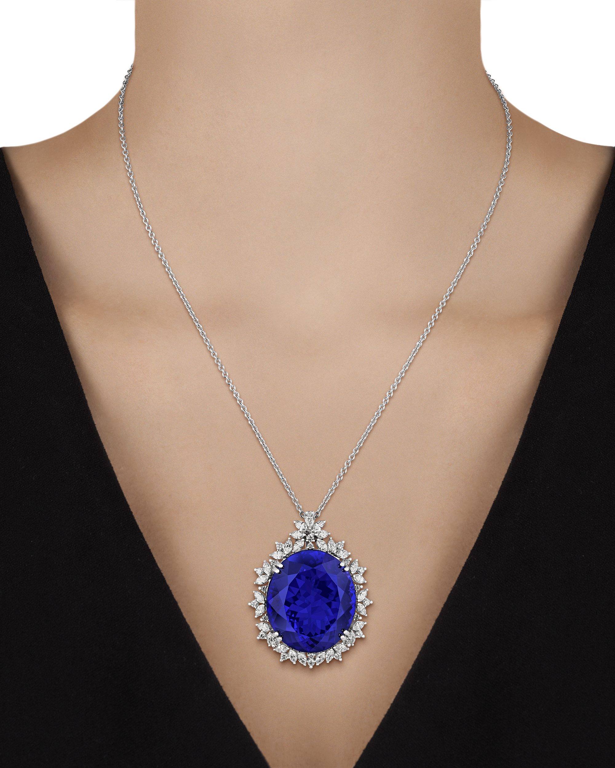 Tanzanite Pendant Necklace, 88.00 Carats