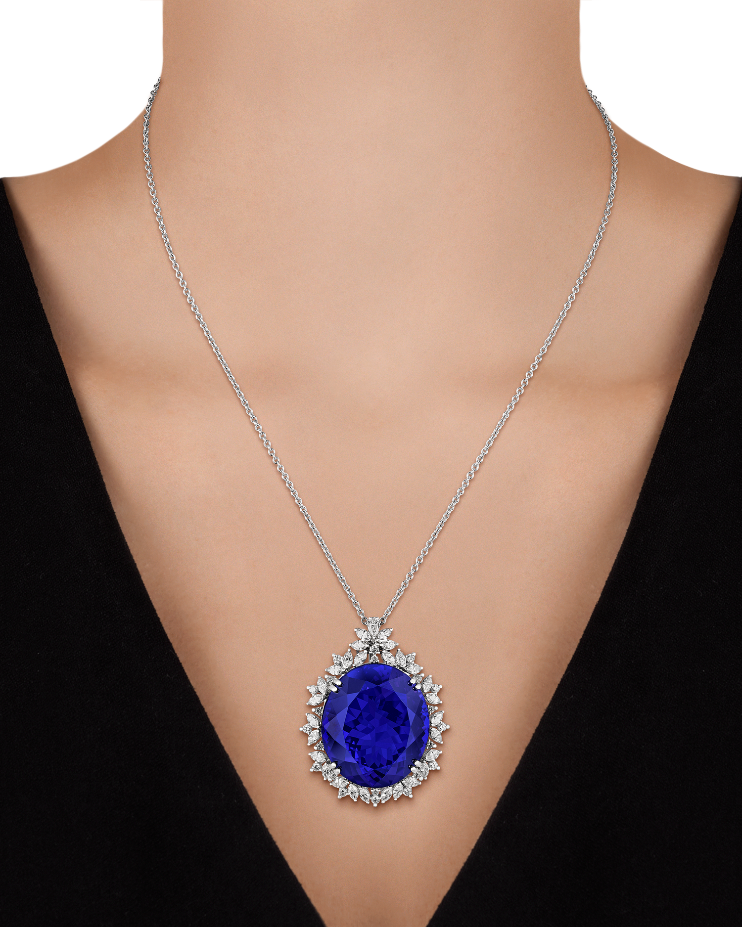 Tanzanite Pendant Necklace, 88.00 Carats