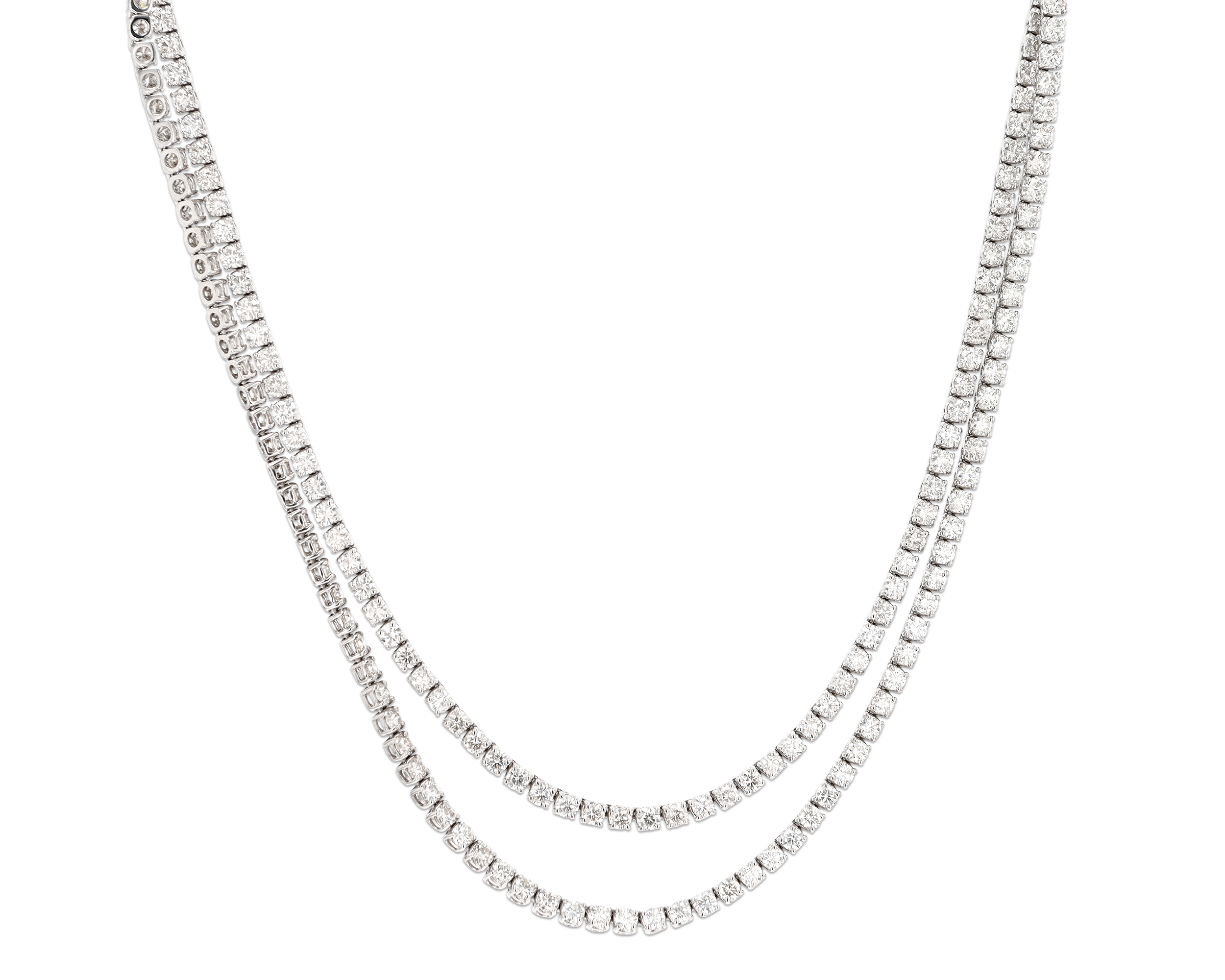 Straight Line Diamond Necklace, 44.55 Carats